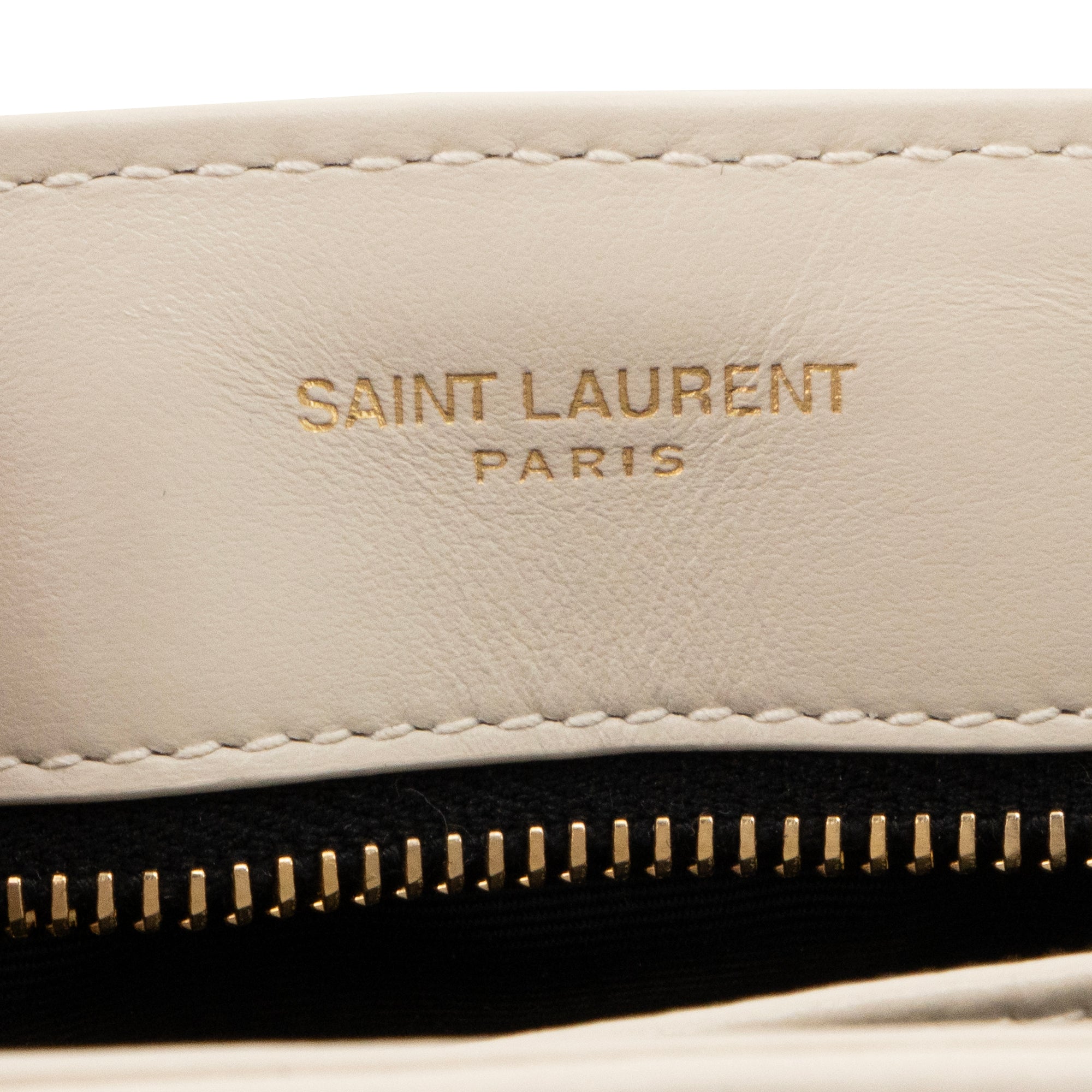 SAINT LAURENT - Sac à bandoulière Loulou Toy Saint Laurent en cuir lisse beige