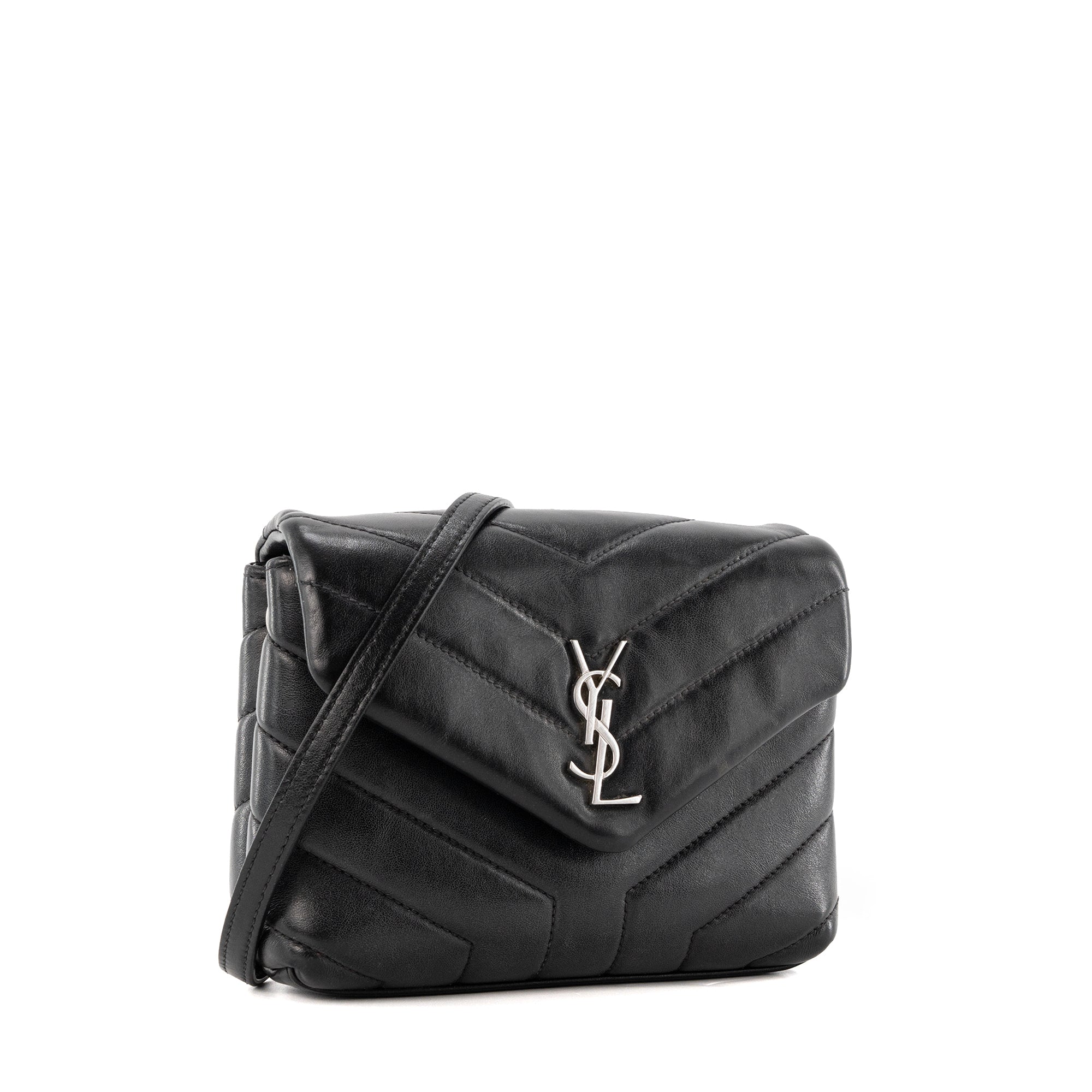 SAINT LAURENT - Sac à bandoulière Loulou Toy Saint Laurent en cuir lisse noir