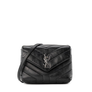 SAINT LAURENT - Sac à bandoulière Loulou Toy Saint Laurent en cuir lisse noir