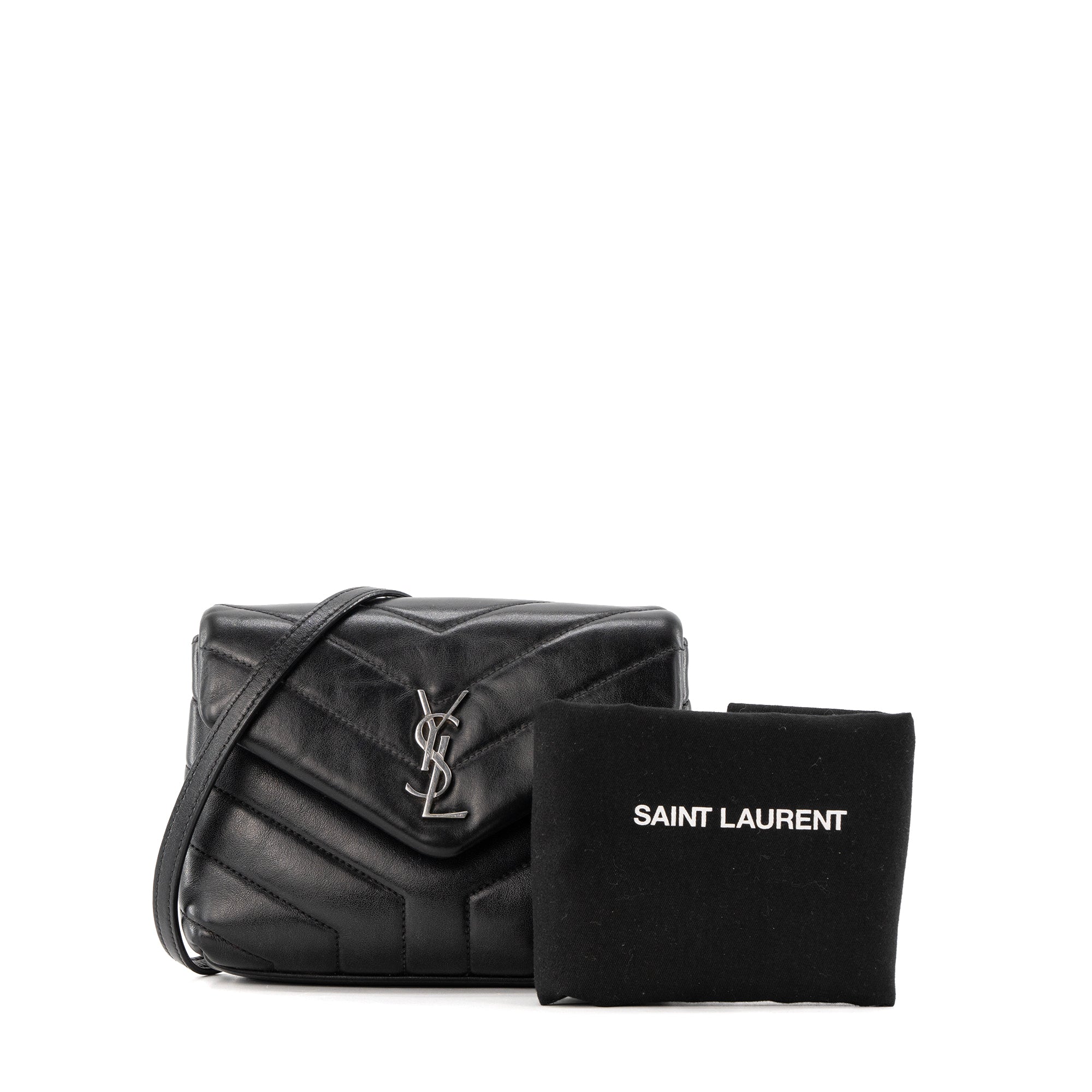SAINT LAURENT - Sac à bandoulière Loulou Toy Saint Laurent en cuir lisse noir