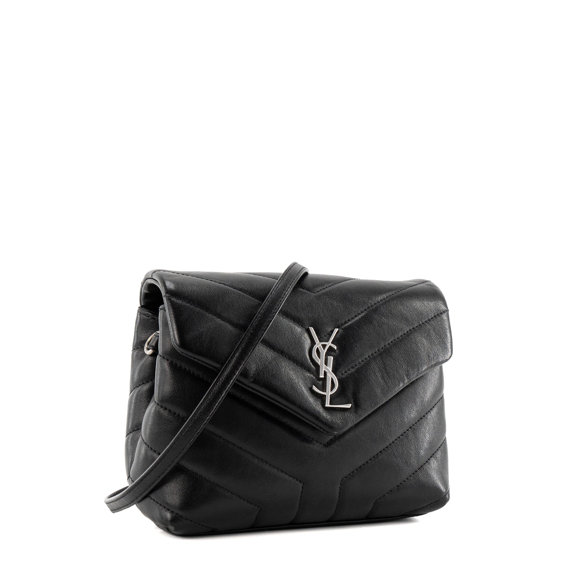 SAINT LAURENT - Sac à bandoulière Loulou Toy Saint Laurent en cuir lisse noir