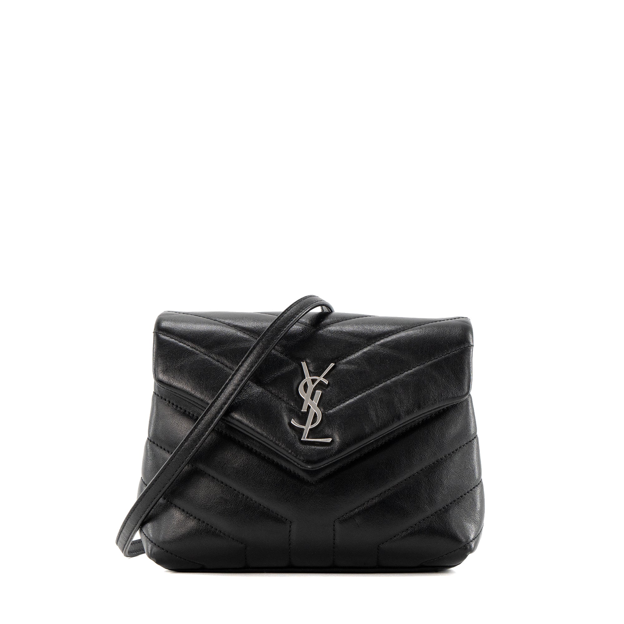 SAINT LAURENT - Sac à bandoulière Loulou Toy Saint Laurent en cuir lisse noir