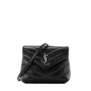 SAINT LAURENT - Sac à bandoulière Loulou Toy Saint Laurent en cuir lisse noir