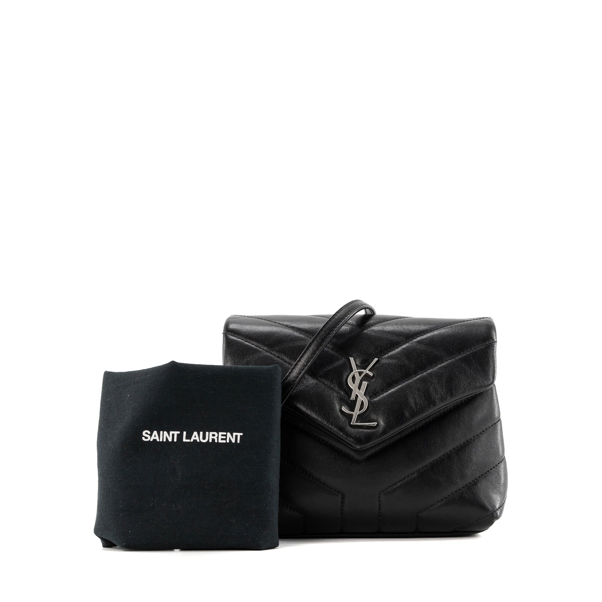 SAINT LAURENT - Sac à bandoulière Loulou Toy Saint Laurent en cuir lisse noir