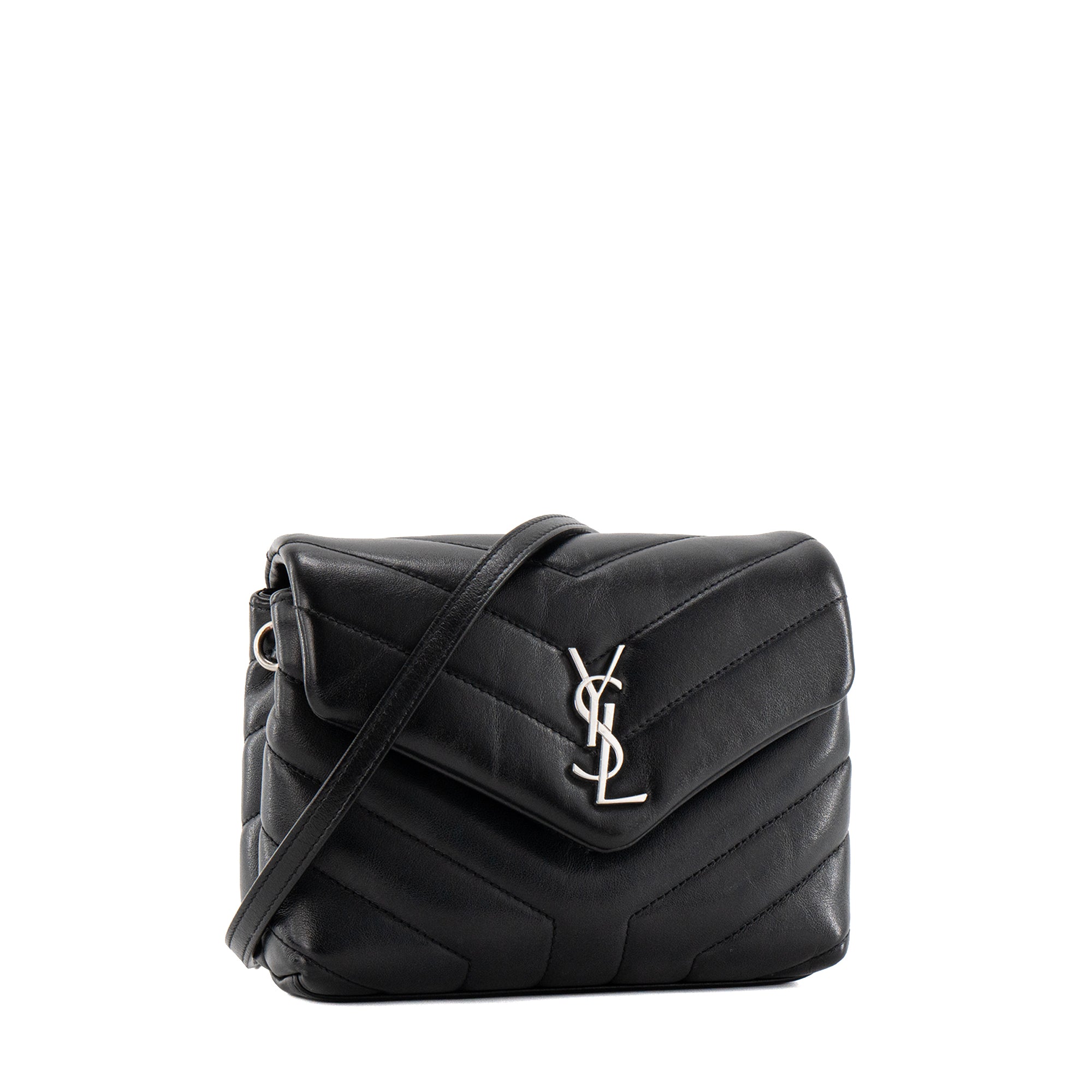 SAINT LAURENT - Sac à bandoulière Loulou Toy Saint Laurent en cuir lisse noir