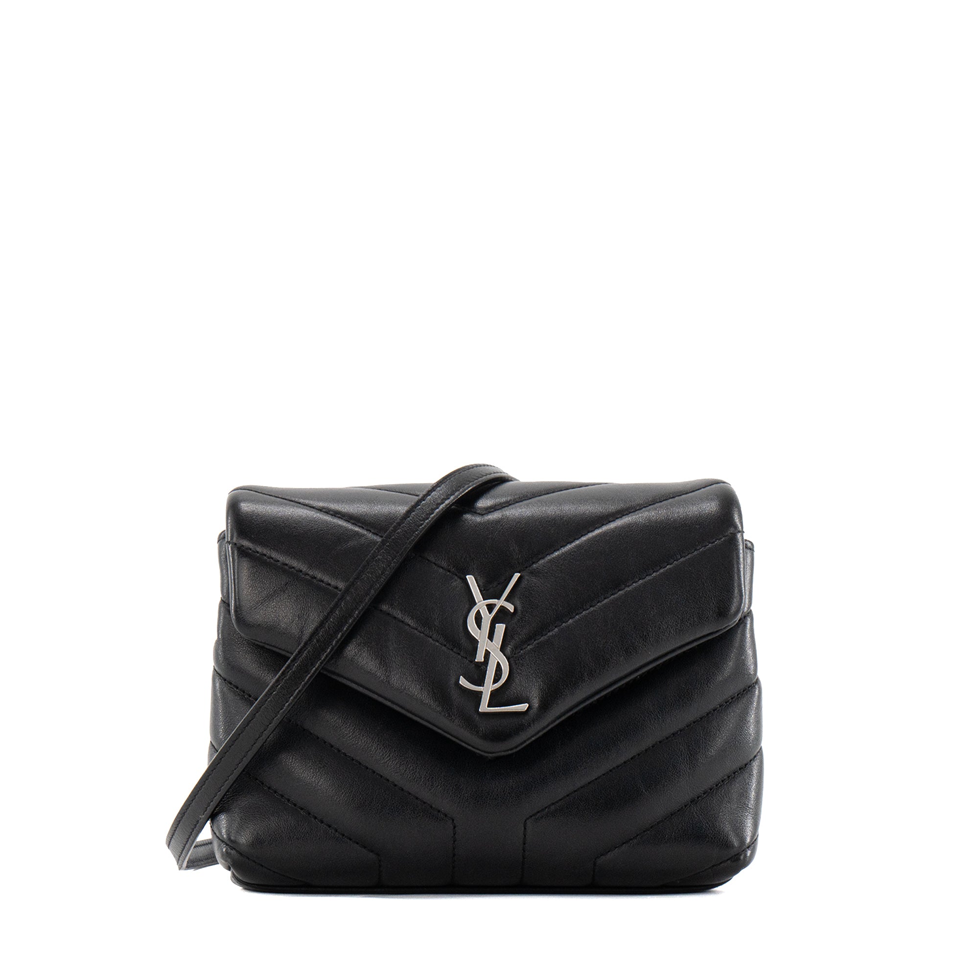 SAINT LAURENT - Sac à bandoulière Loulou Toy Saint Laurent en cuir lisse noir