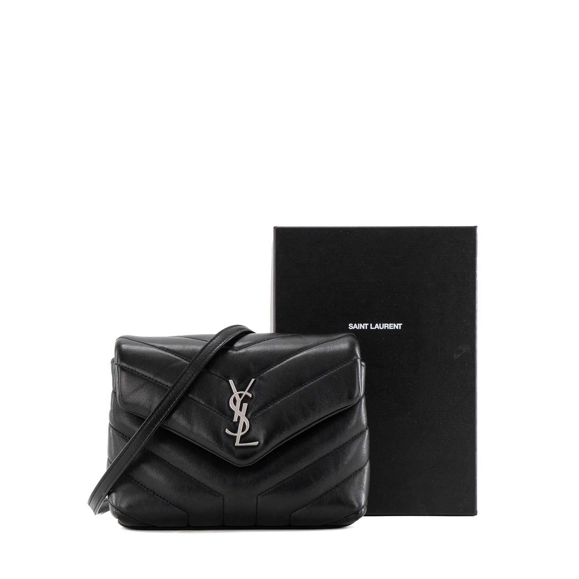 SAINT LAURENT - Sac à bandoulière Loulou Toy Saint Laurent en cuir lisse noir