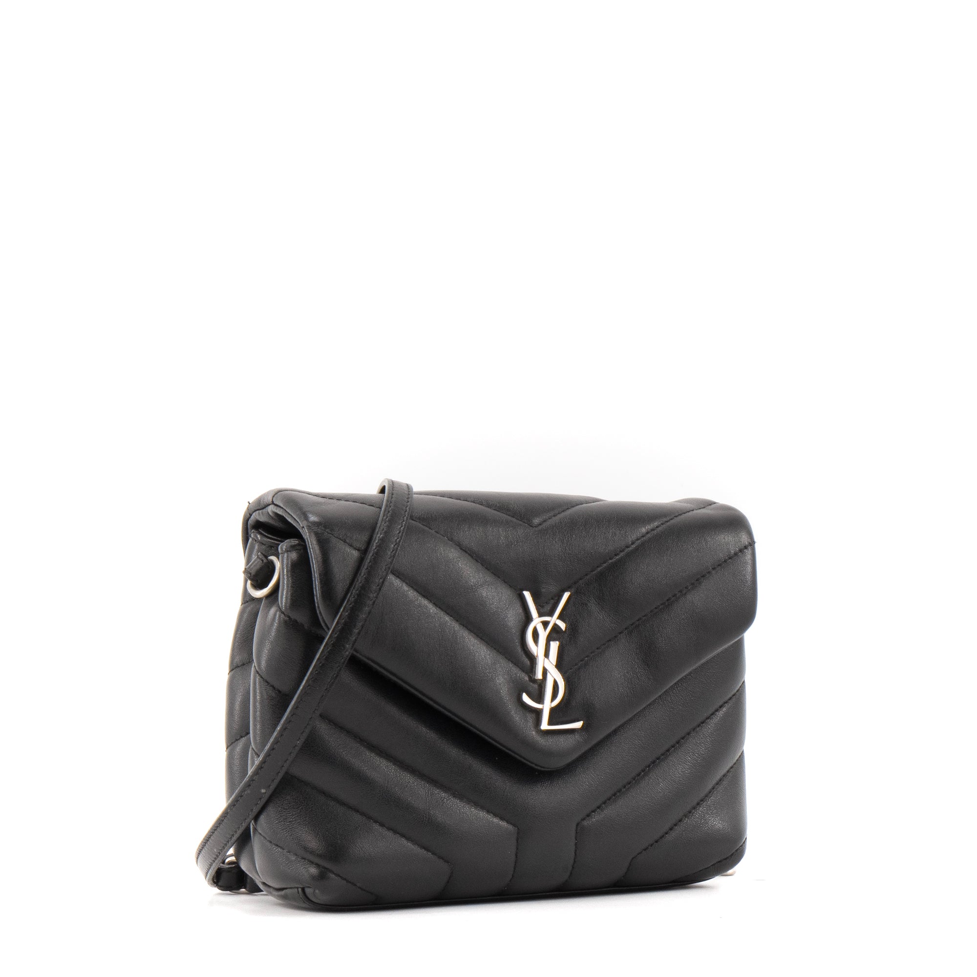 SAINT LAURENT - Sac à bandoulière Loulou Toy Saint Laurent en cuir lisse noir
