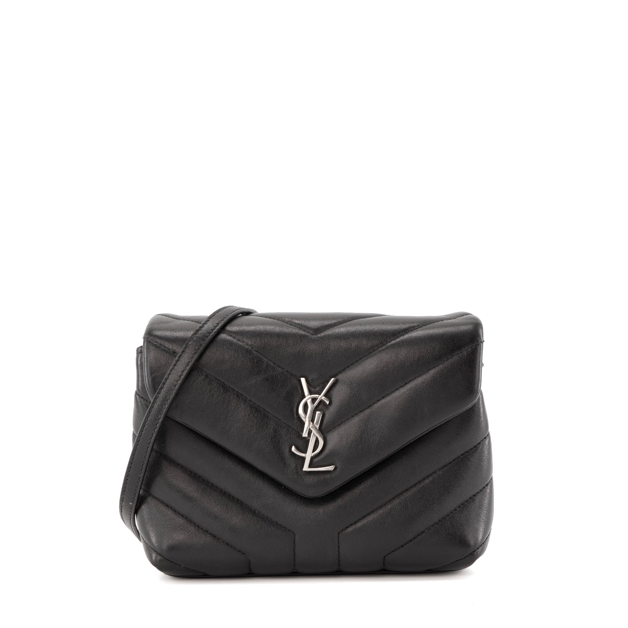 SAINT LAURENT - Sac à bandoulière Loulou Toy Saint Laurent en cuir lisse noir