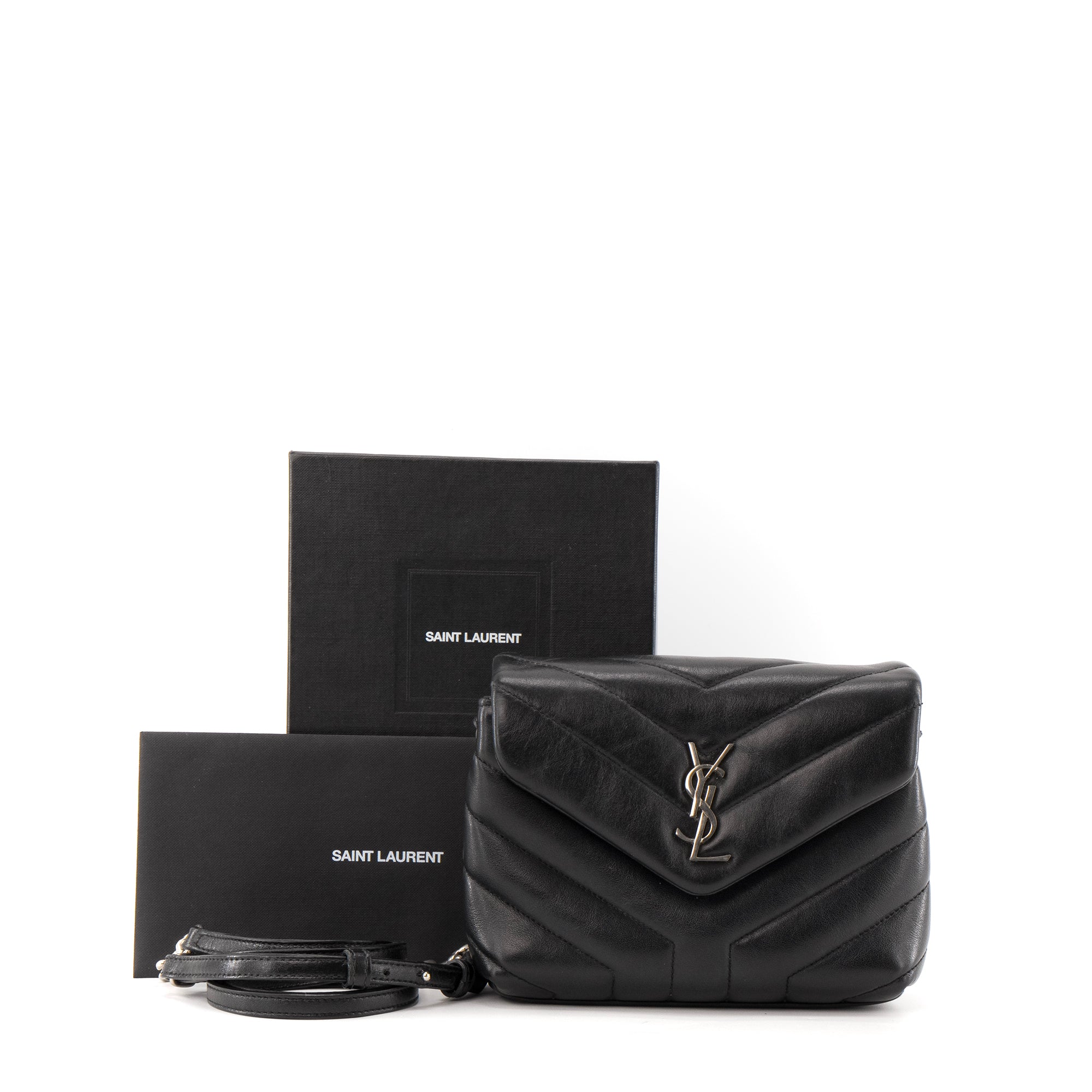 SAINT LAURENT - Sac à bandoulière Loulou Toy Saint Laurent en cuir lisse noir