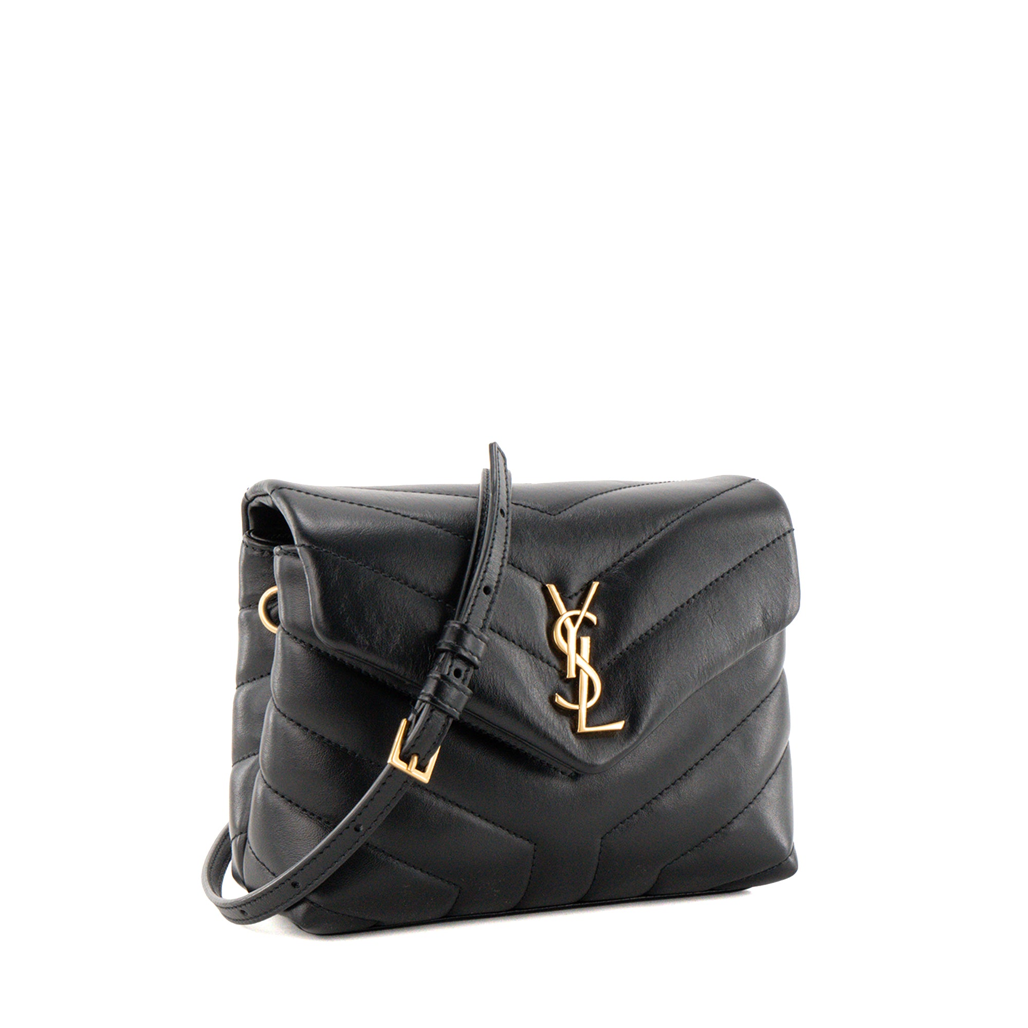 SAINT LAURENT - Sac à bandoulière Loulou Toy Saint Laurent en cuir lisse noir