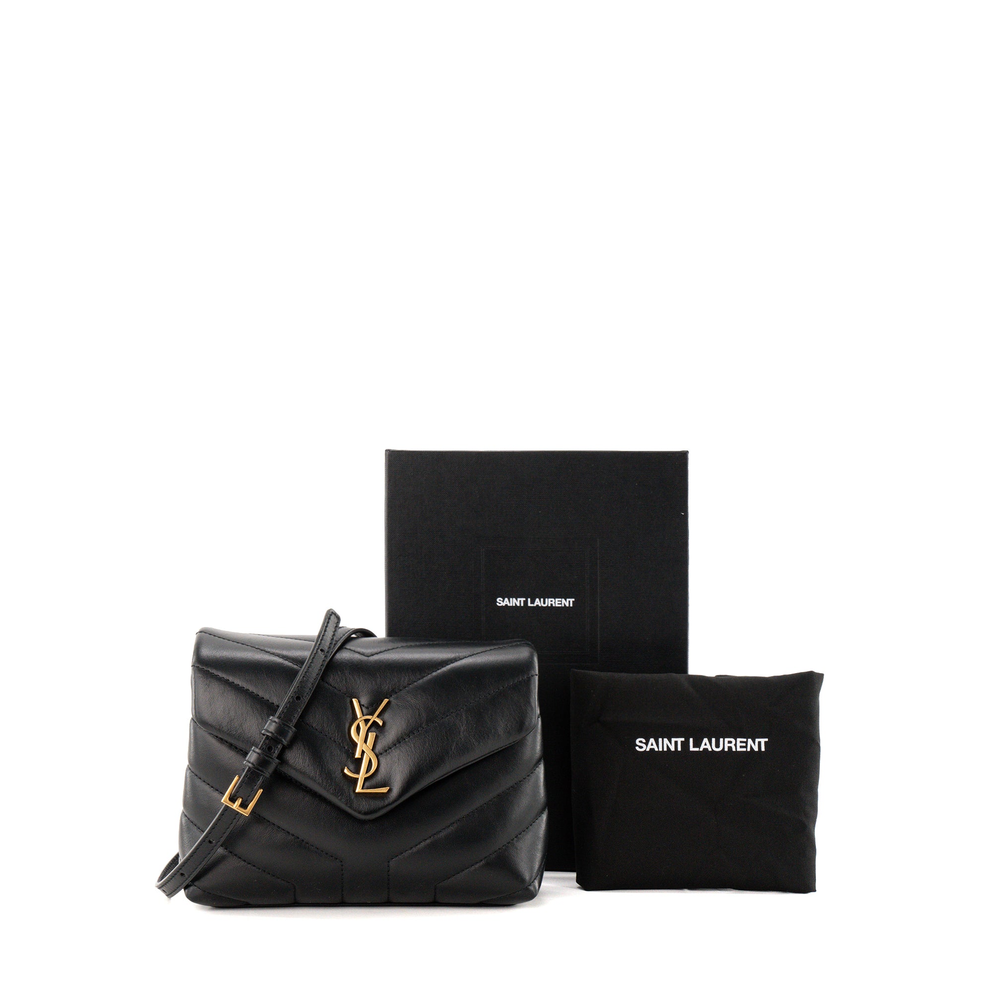 SAINT LAURENT - Sac à bandoulière Loulou Toy Saint Laurent en cuir lisse noir