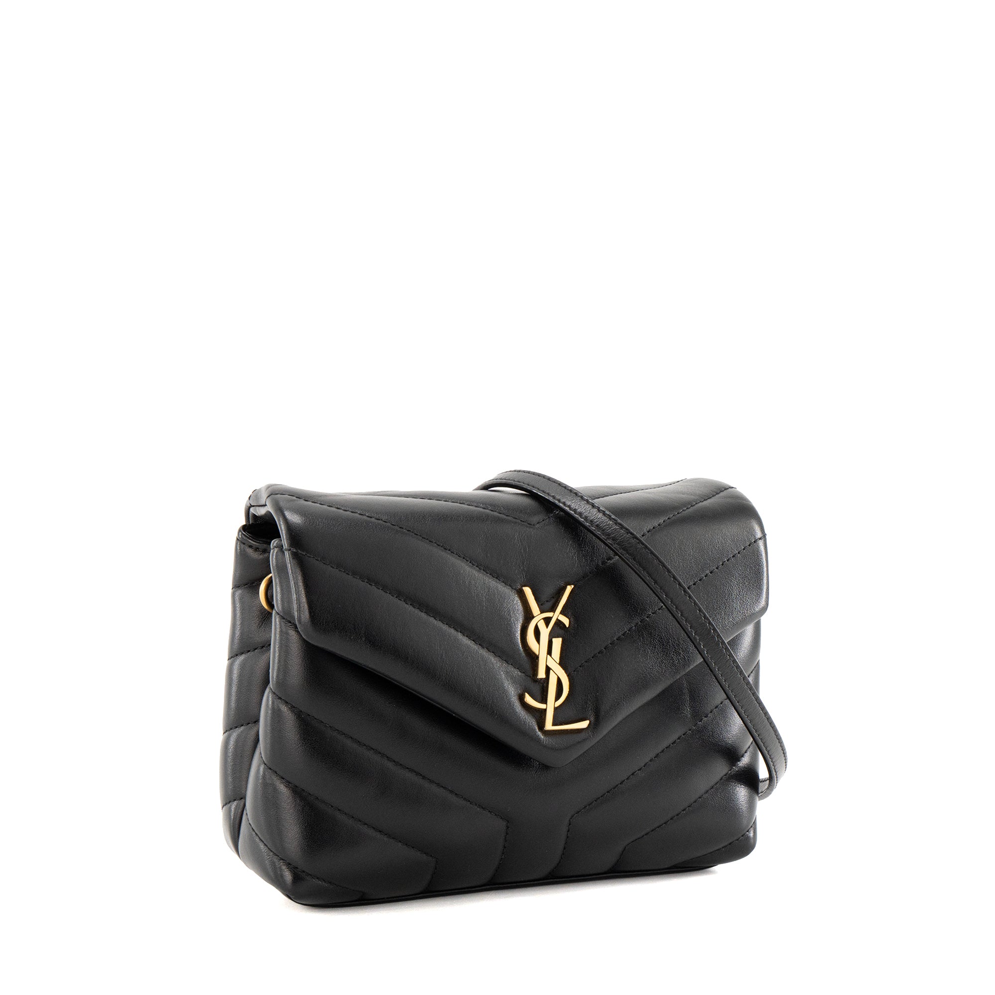 SAINT LAURENT - Sac à bandoulière Loulou Toy Saint Laurent en cuir lisse noir