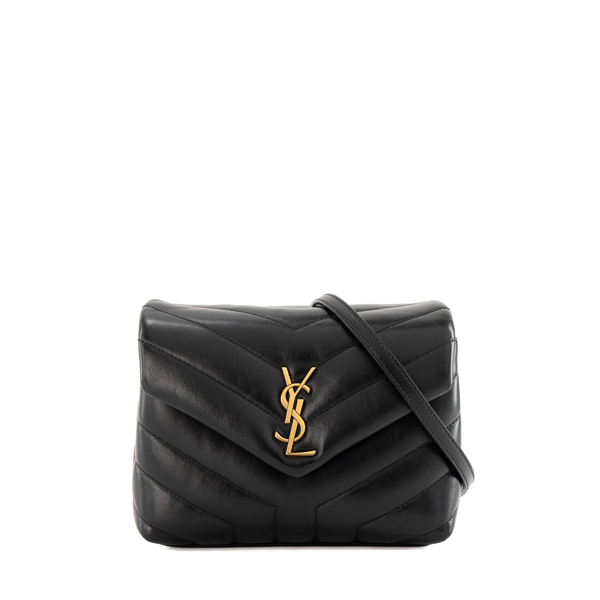 SAINT LAURENT - Sac à bandoulière Loulou Toy Saint Laurent en cuir lisse noir