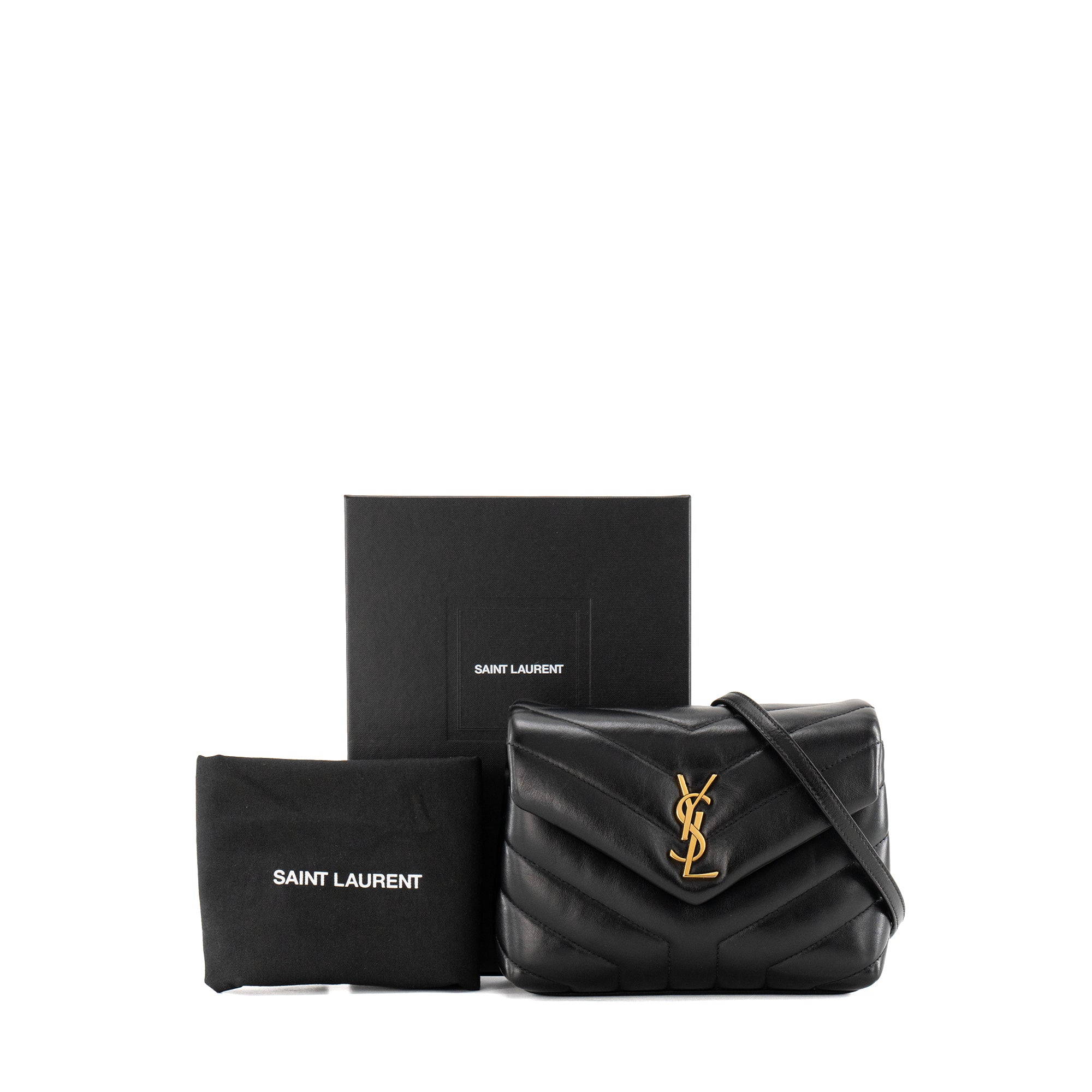 SAINT LAURENT - Sac à bandoulière Loulou Toy Saint Laurent en cuir lisse noir
