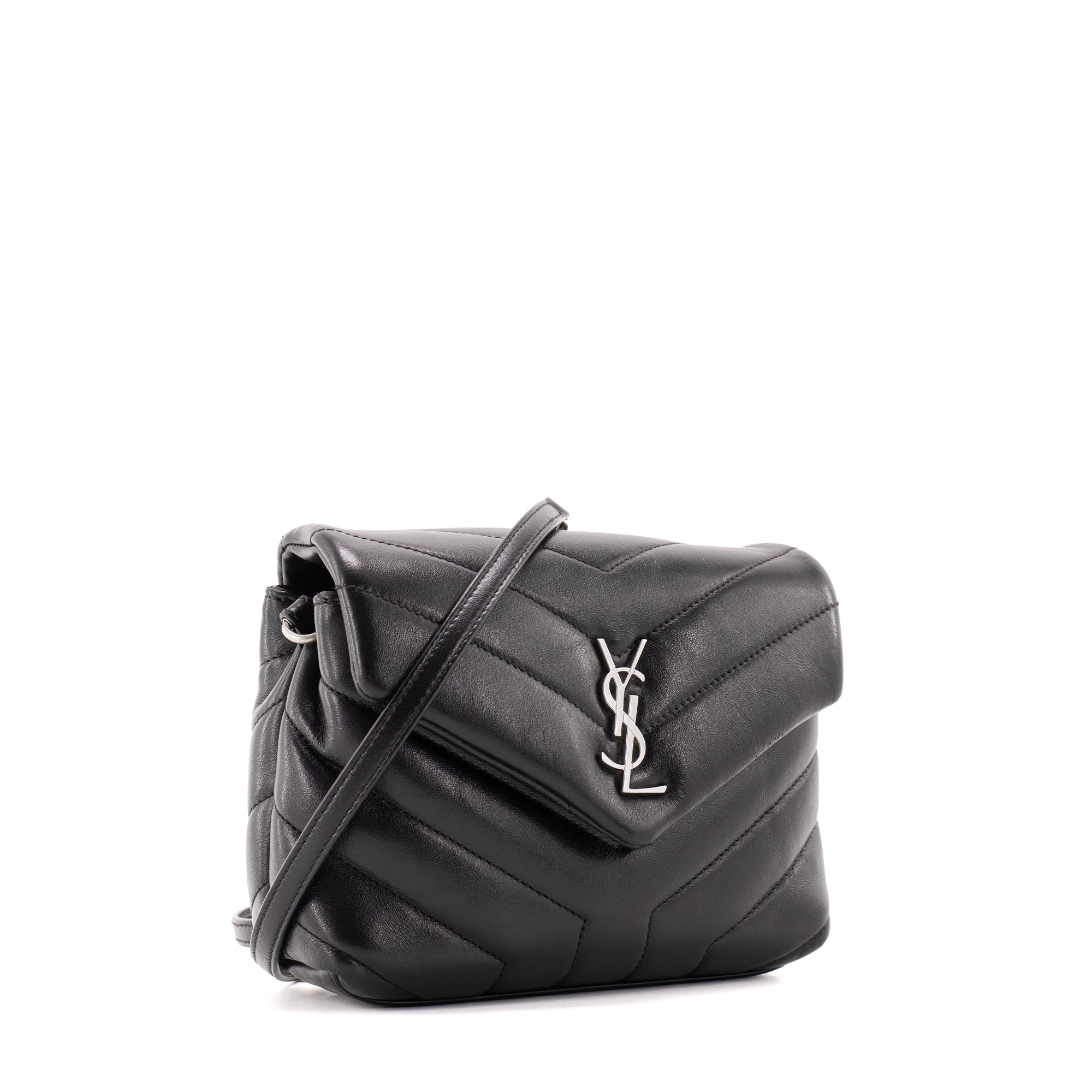 SAINT LAURENT - Sac à bandoulière Loulou Toy Saint Laurent en cuir lisse noir