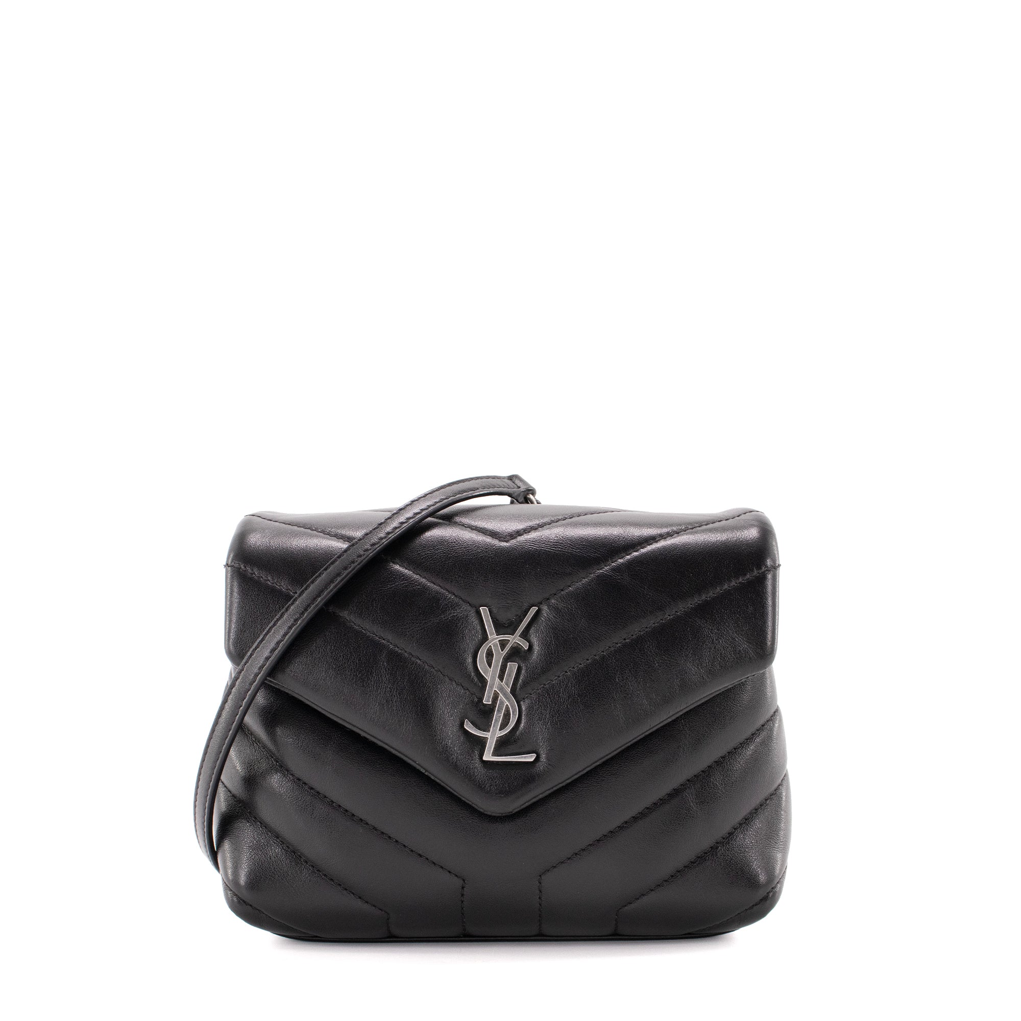SAINT LAURENT - Sac à bandoulière Loulou Toy Saint Laurent en cuir lisse noir