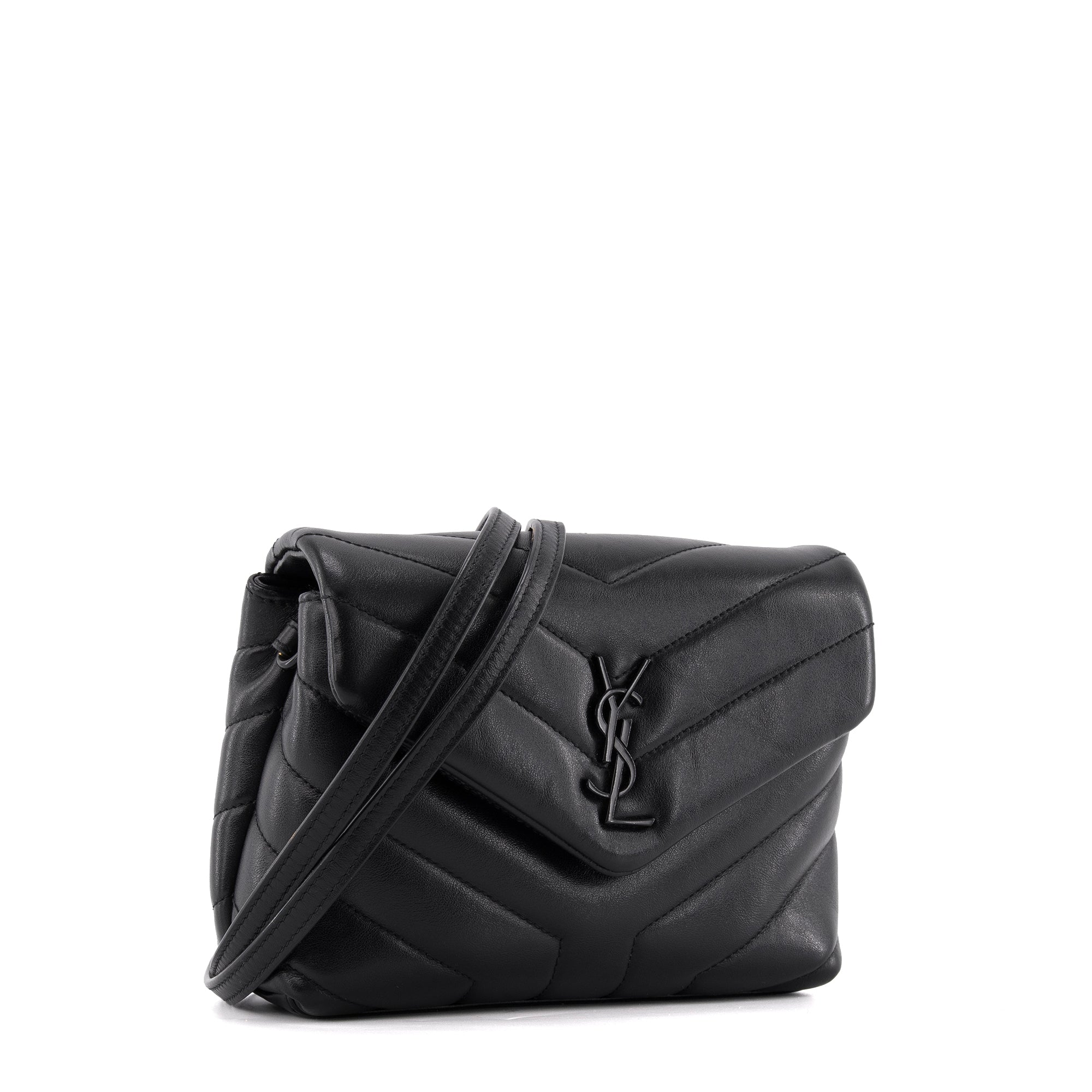 SAINT LAURENT - Sac à bandoulière Loulou toy Saint Laurent en cuir noir
