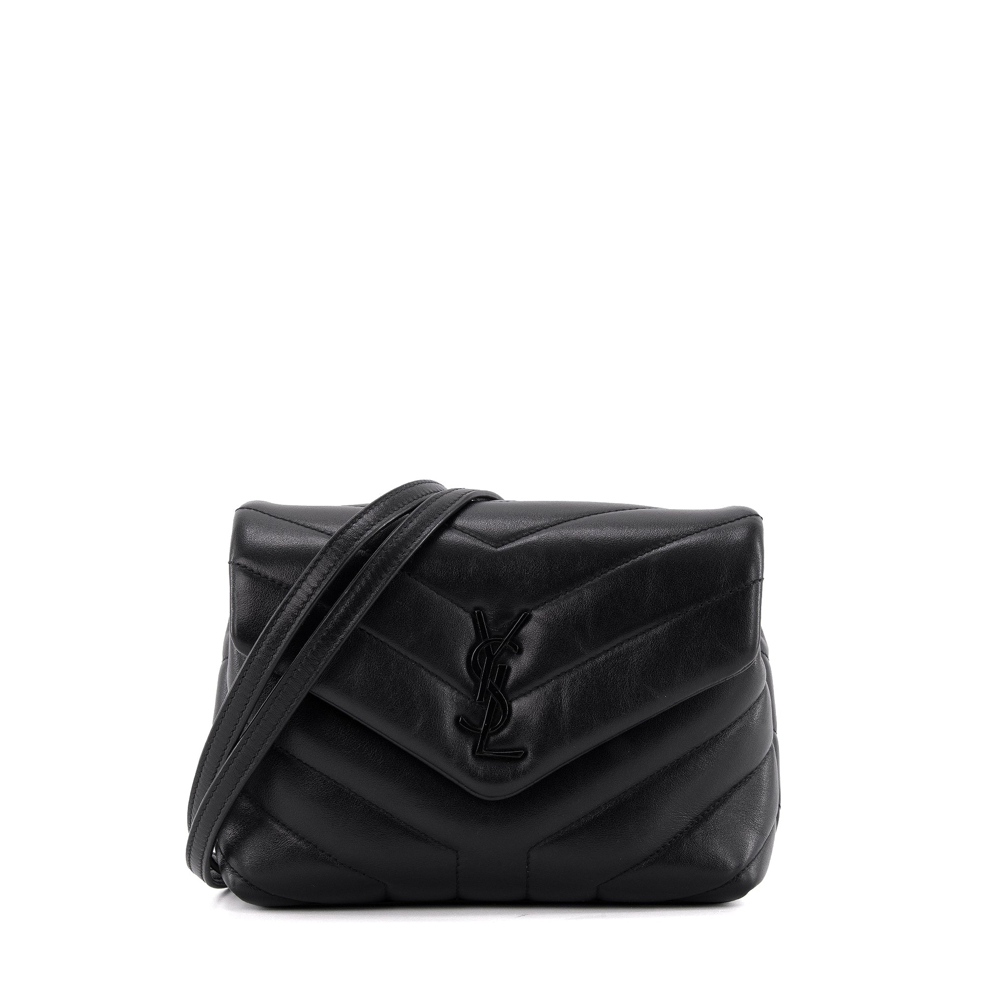 SAINT LAURENT - Sac à bandoulière Loulou toy Saint Laurent en cuir noir