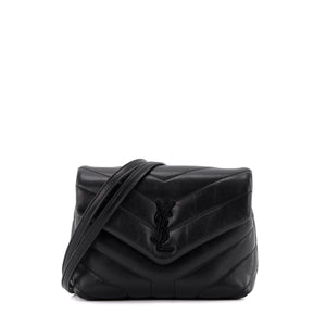 SAINT LAURENT - Sac à bandoulière Loulou toy Saint Laurent en cuir noir