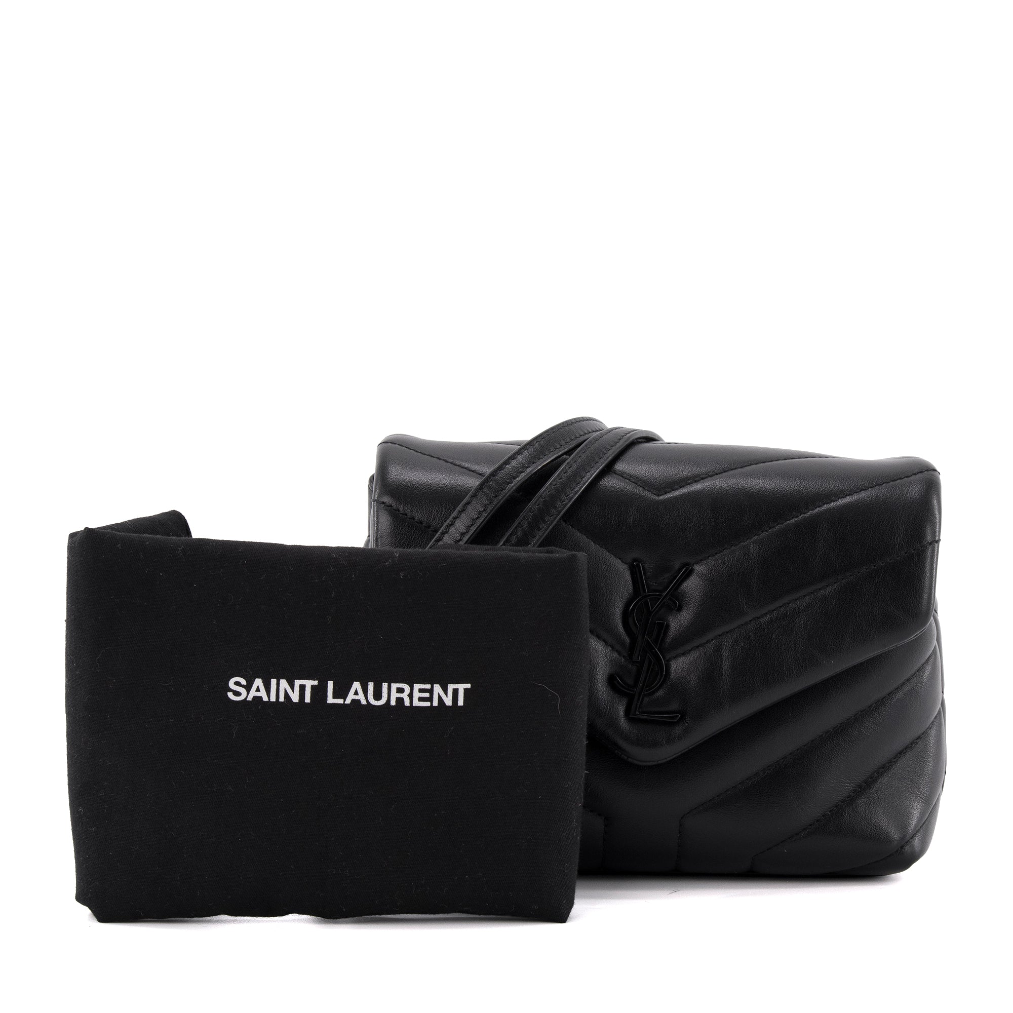 SAINT LAURENT - Sac à bandoulière Loulou toy Saint Laurent en cuir noir