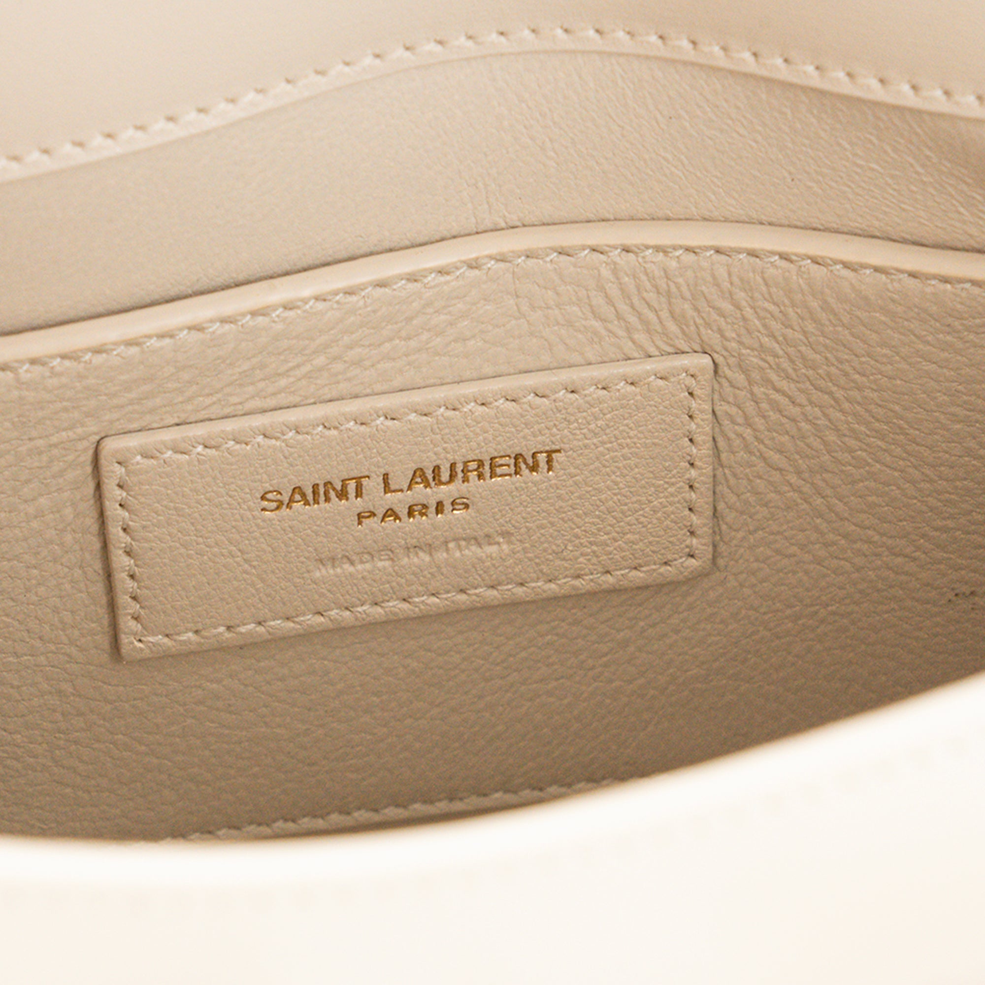 SAINT LAURENT - Sac à bandoulière Manhattan mini Saint Laurent en cuir lisse beige