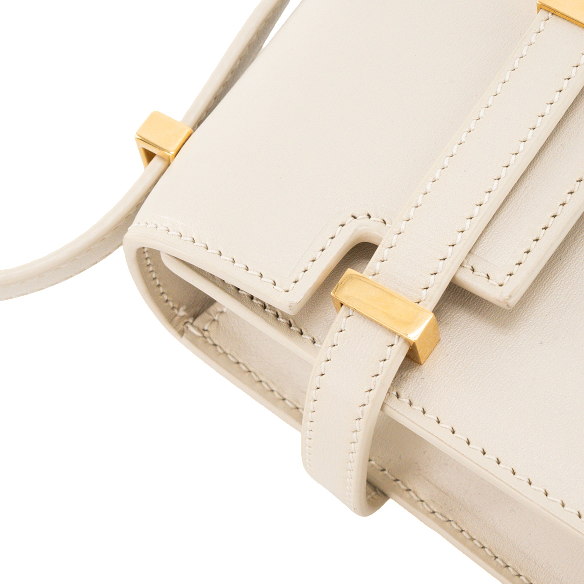SAINT LAURENT - Sac à bandoulière Manhattan mini Saint Laurent en cuir lisse beige