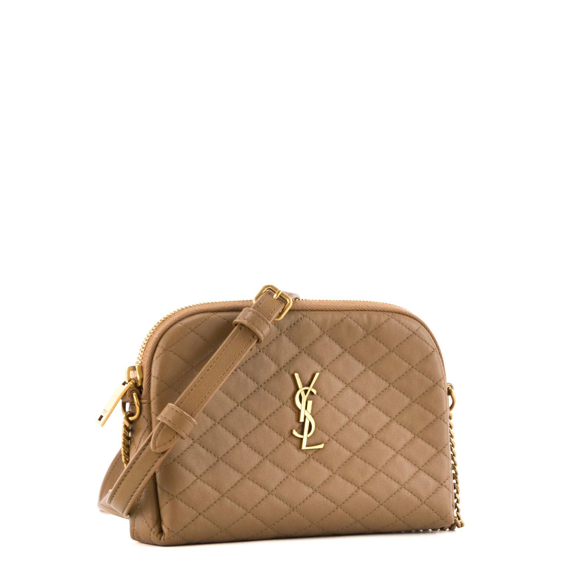 SAINT LAURENT - Sac à bandoulière Mini Gaby Saint Laurent en cuir lisse marron