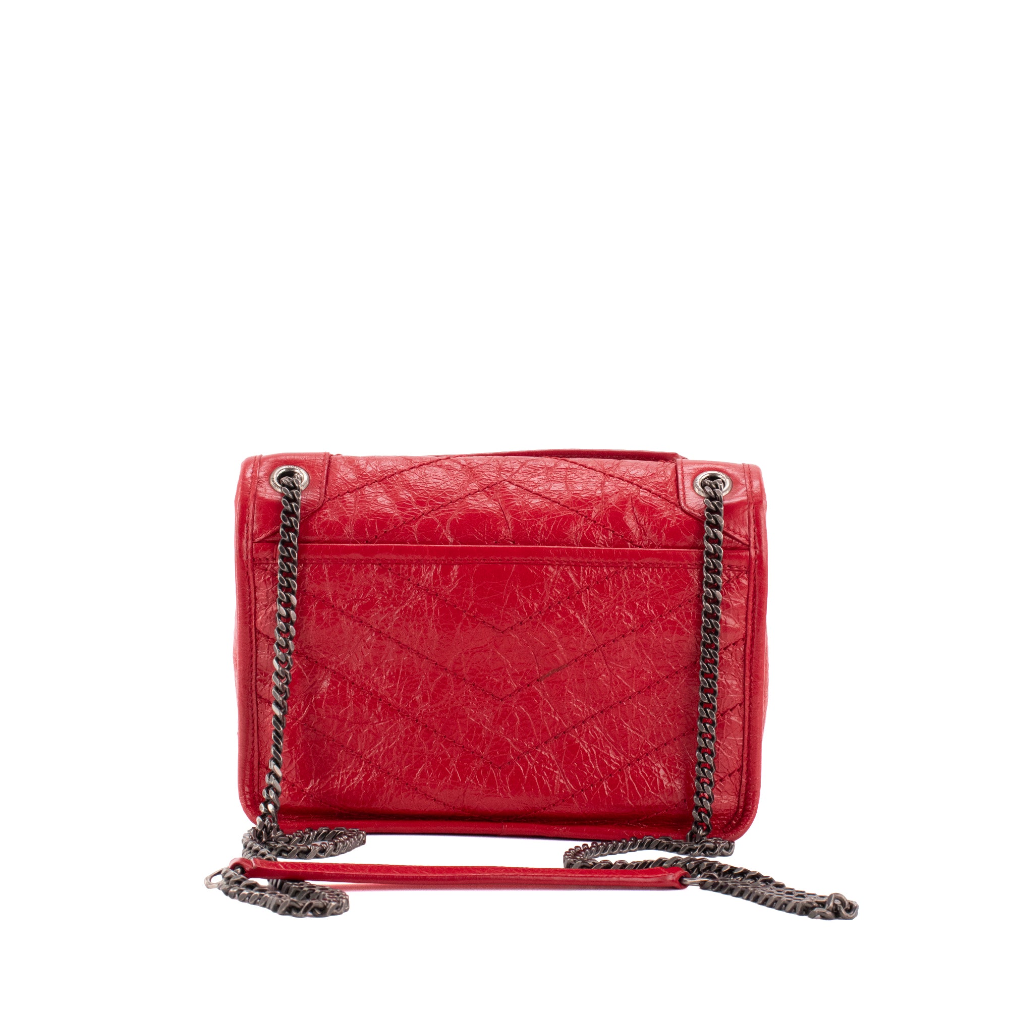 SAINT LAURENT - Sac à bandoulière Niki baby Saint Laurent en cuir froissé rouge