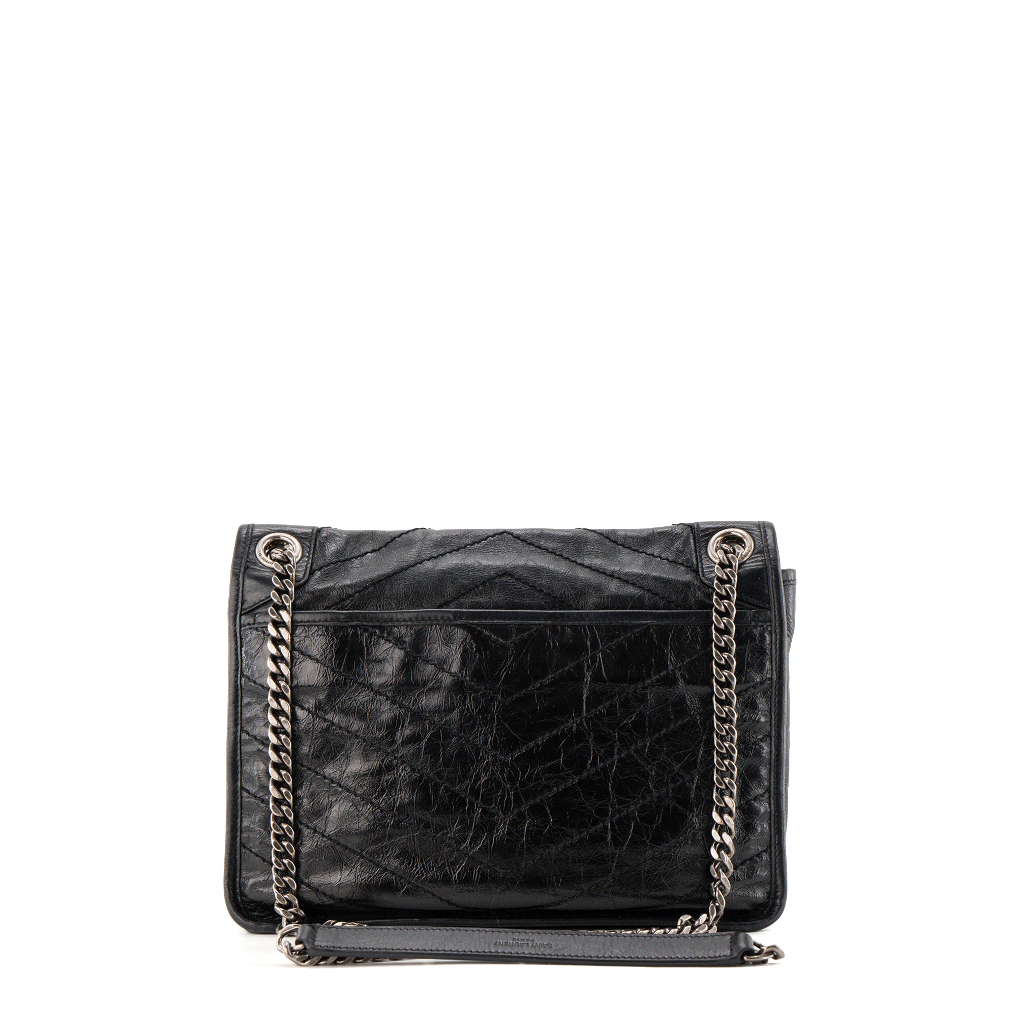 SAINT LAURENT - Sac a bandoulière Niki Medium Saint Laurent en cuir froissé noir
