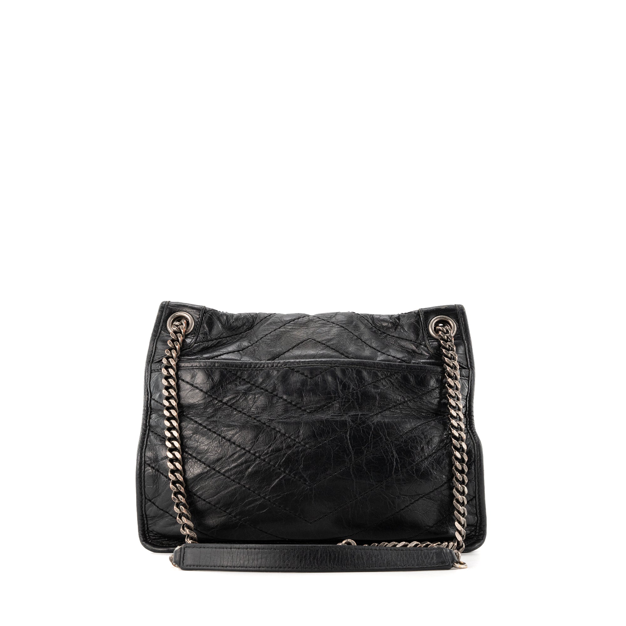 SAINT LAURENT - Sac à bandoulière Niki medium Saint Laurent en cuir froissé noir