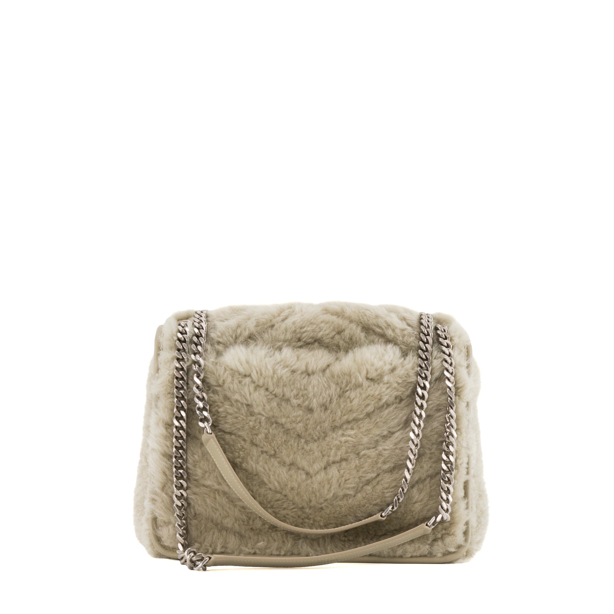 SAINT LAURENT - Sac à bandoulière Niki Medium Saint Laurent en cuir shearling gris vert
