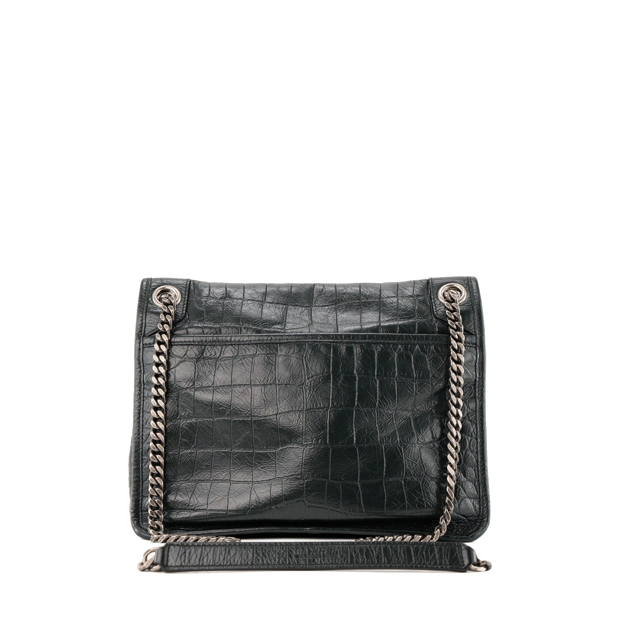 SAINT LAURENT - Sac à bandoulière Niki Saint Laurent en cuir embossé croco vert foncé