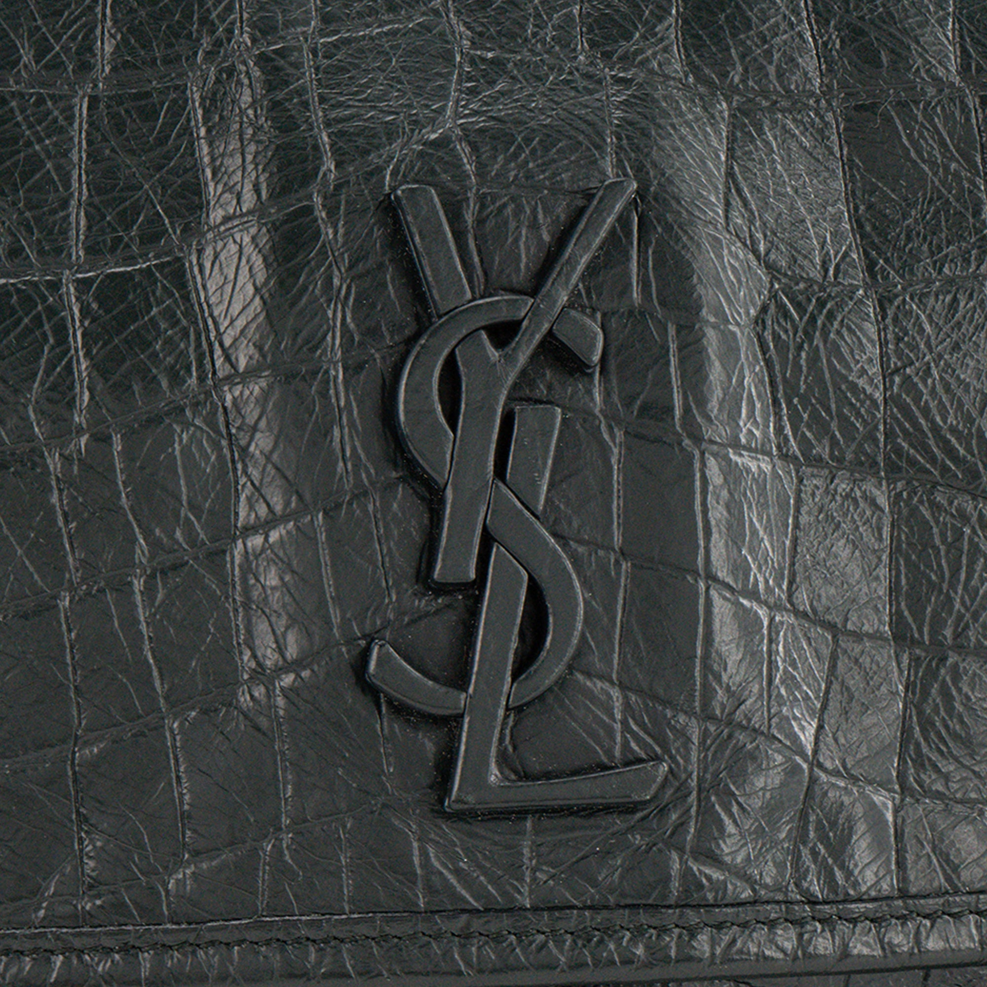 SAINT LAURENT - Sac à bandoulière Niki Saint Laurent en cuir embossé croco vert foncé