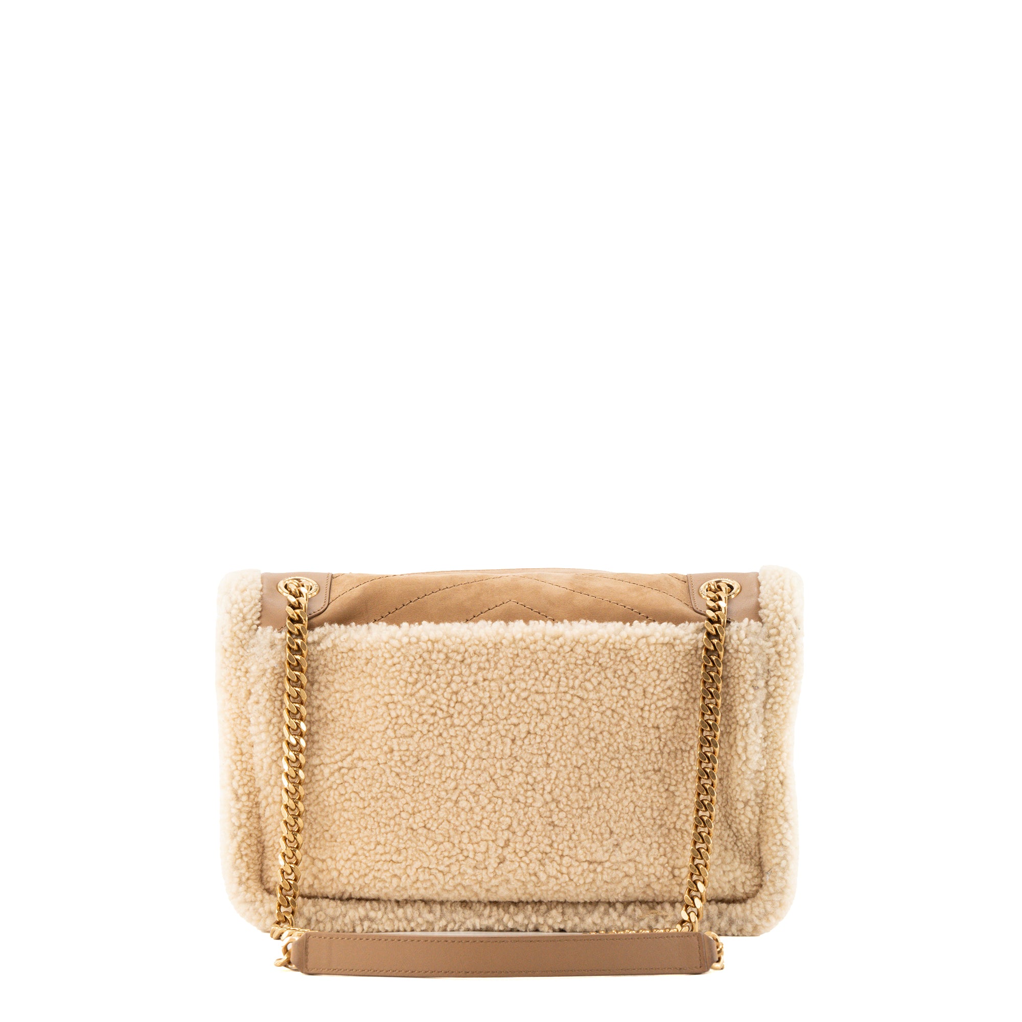 SAINT LAURENT - Sac à bandoulière Niki Saint Laurent en shearling et daim marron