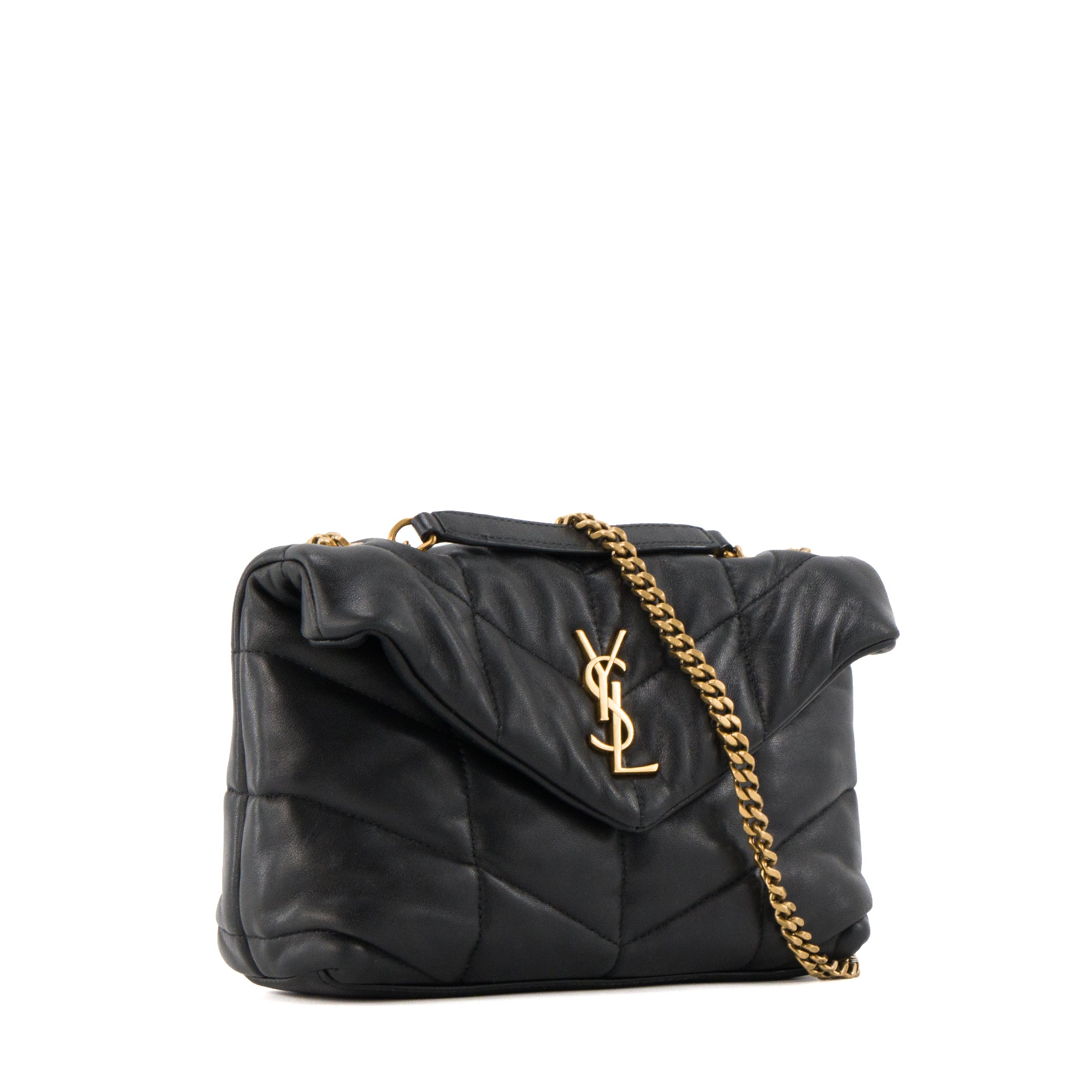 SAINT LAURENT - Sac à bandoulière Puffer Toy Saint Laurent en cuir lisse noir