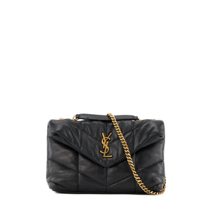 SAINT LAURENT - Sac à bandoulière Puffer Toy Saint Laurent en cuir lisse noir