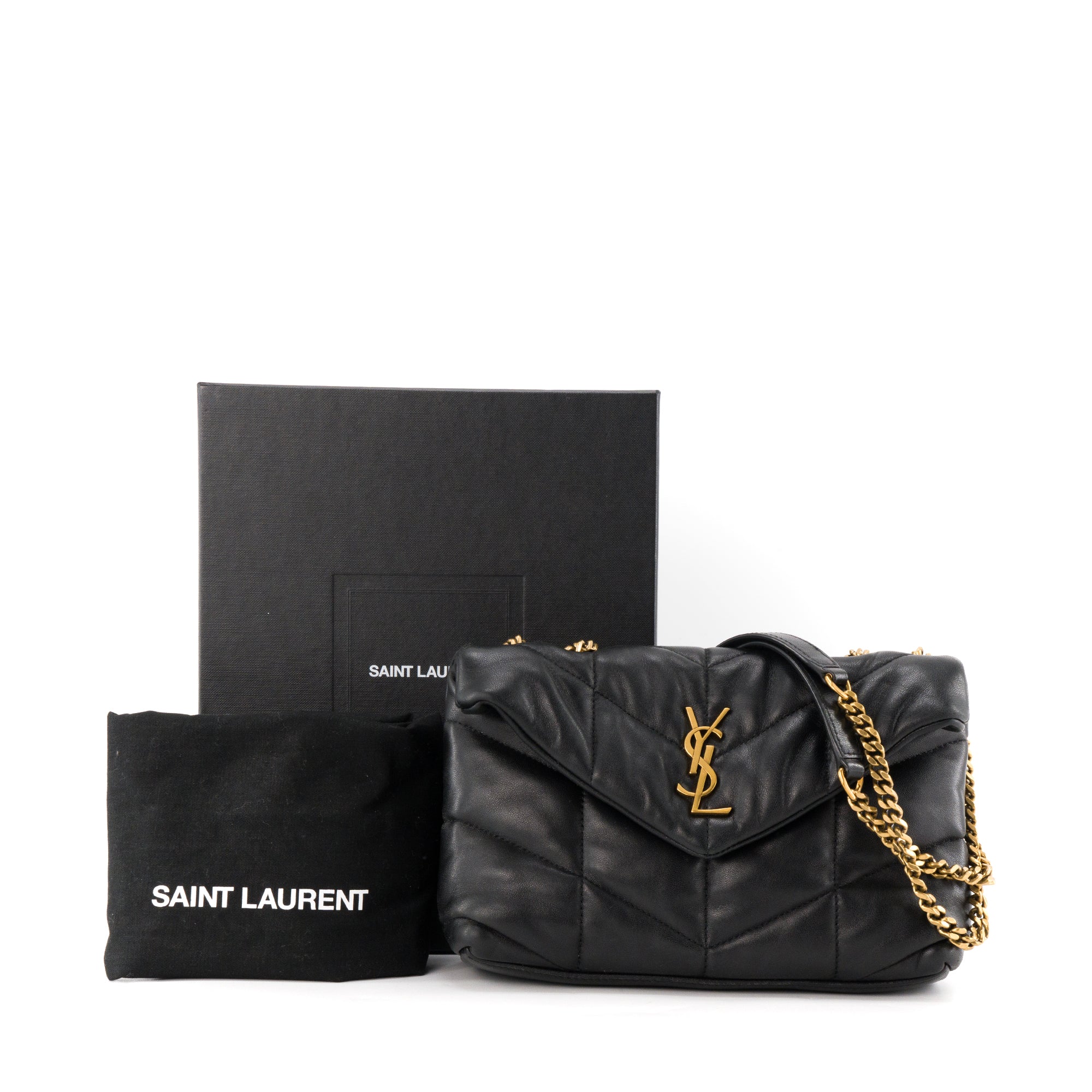 SAINT LAURENT - Sac à bandoulière Puffer Toy Saint Laurent en cuir lisse noir