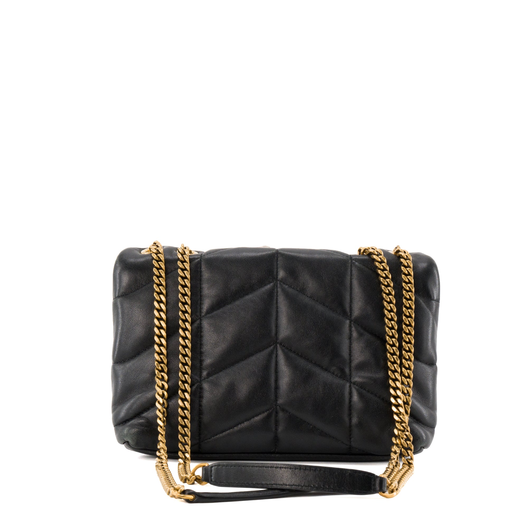 SAINT LAURENT - Sac à bandoulière Puffer Toy Saint Laurent en cuir lisse noir