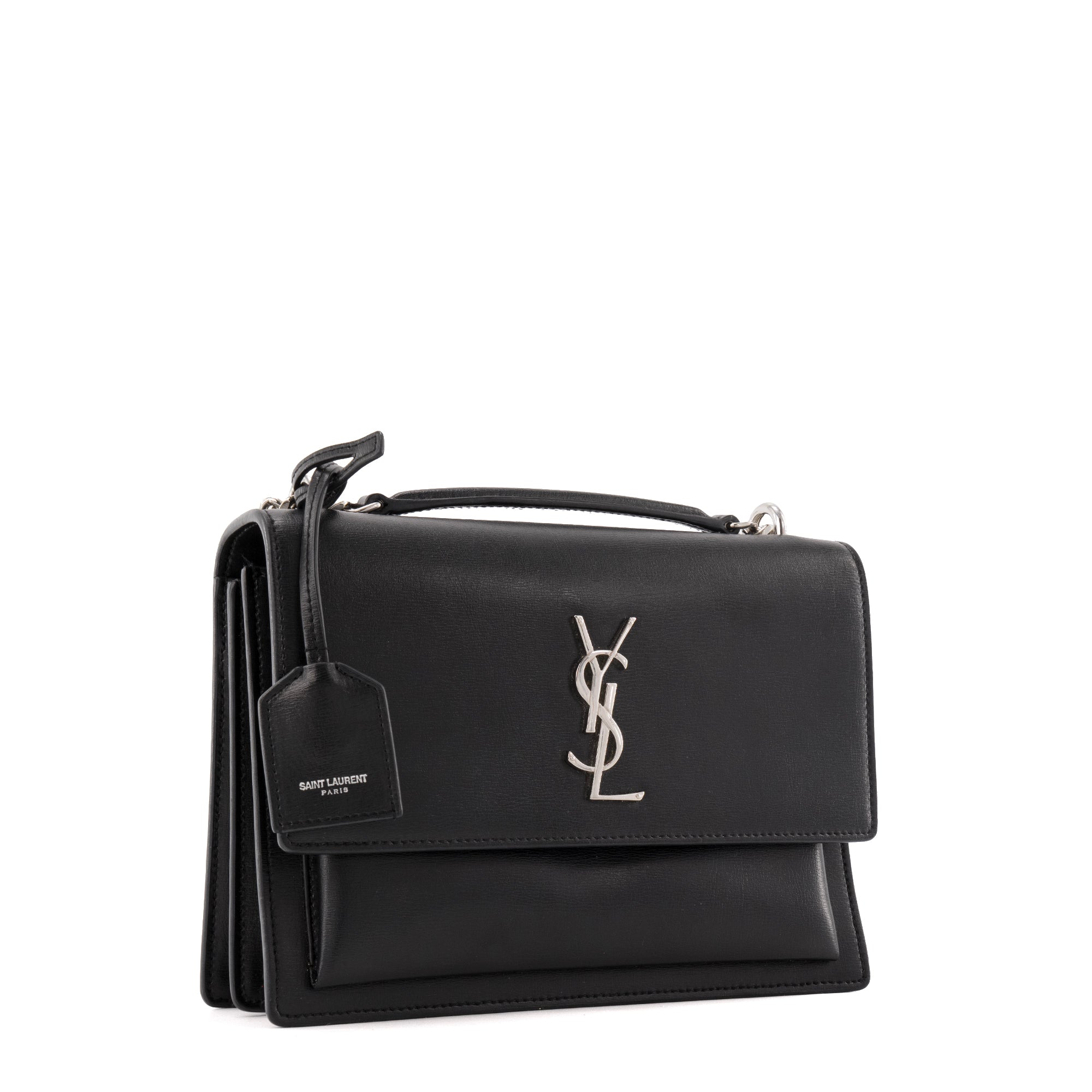 SAINT LAURENT - Sac à bandoulière Sunset medium Saint Laurent en cuir noir