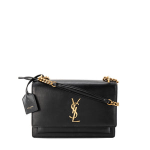 SAINT LAURENT - Sac à bandoulière Sunset MM Saint Laurent en cuir lisse noir