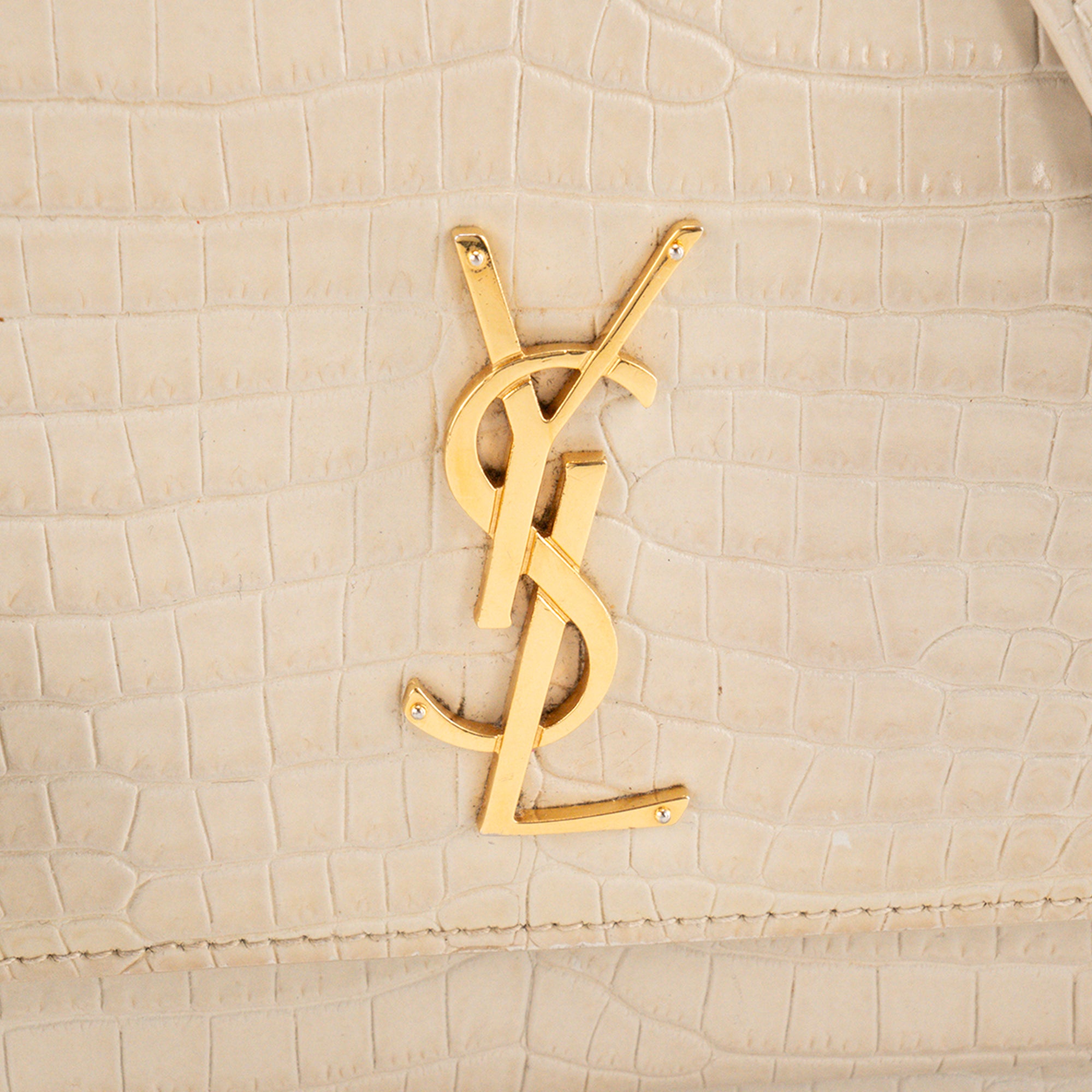 SAINT LAURENT - Sac à bandoulière Sunset Saint Laurent en cuir embossé beige