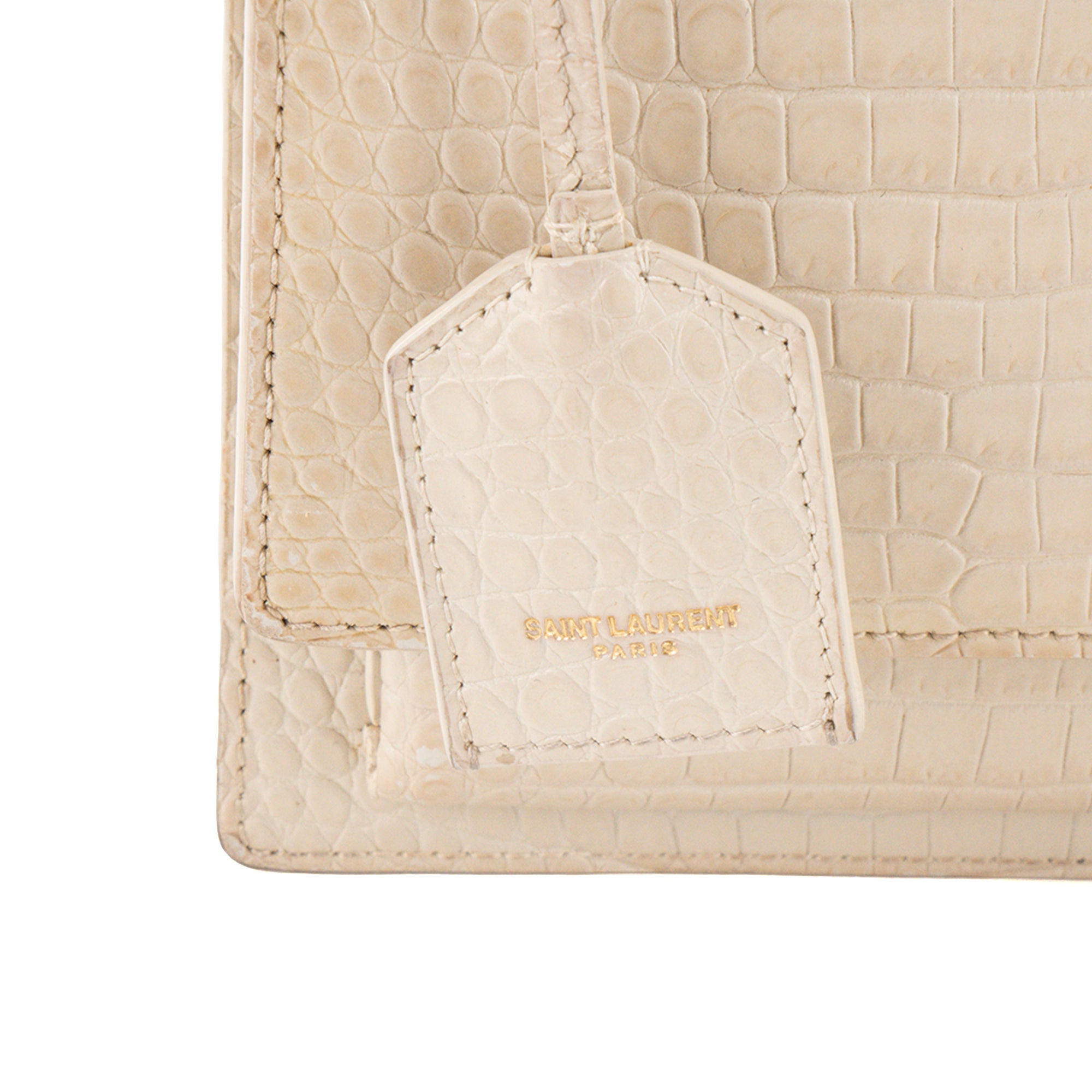 SAINT LAURENT - Sac à bandoulière Sunset Saint Laurent en cuir embossé beige