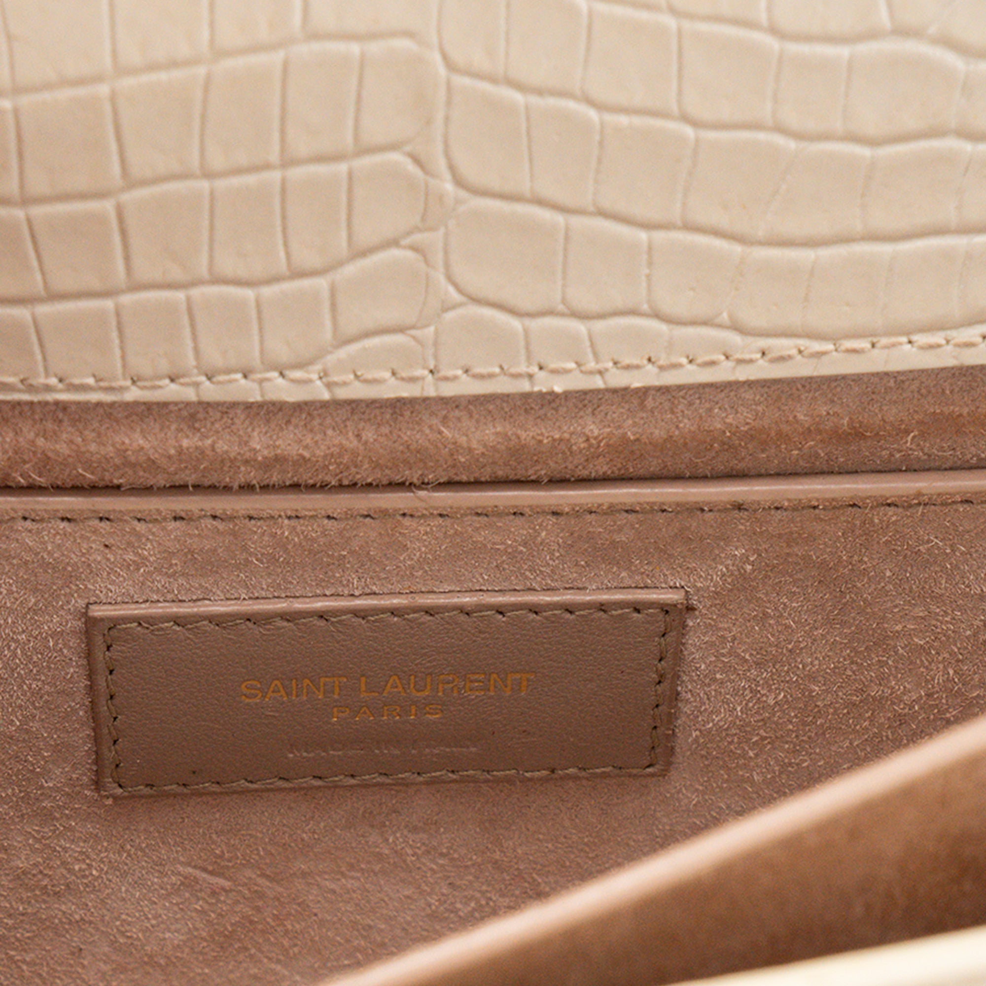 SAINT LAURENT - Sac à bandoulière Sunset Saint Laurent en cuir embossé beige