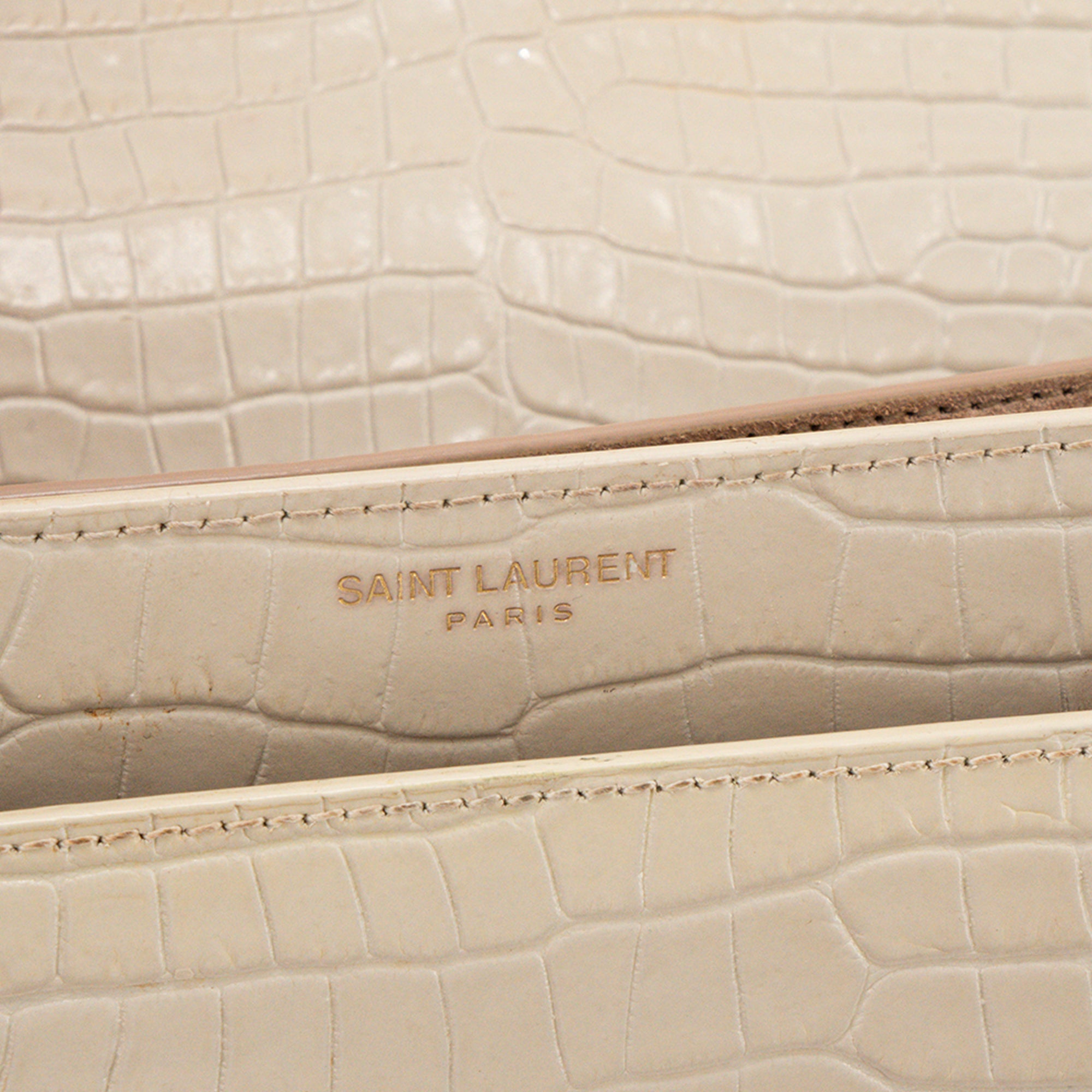 SAINT LAURENT - Sac à bandoulière Sunset Saint Laurent en cuir embossé beige
