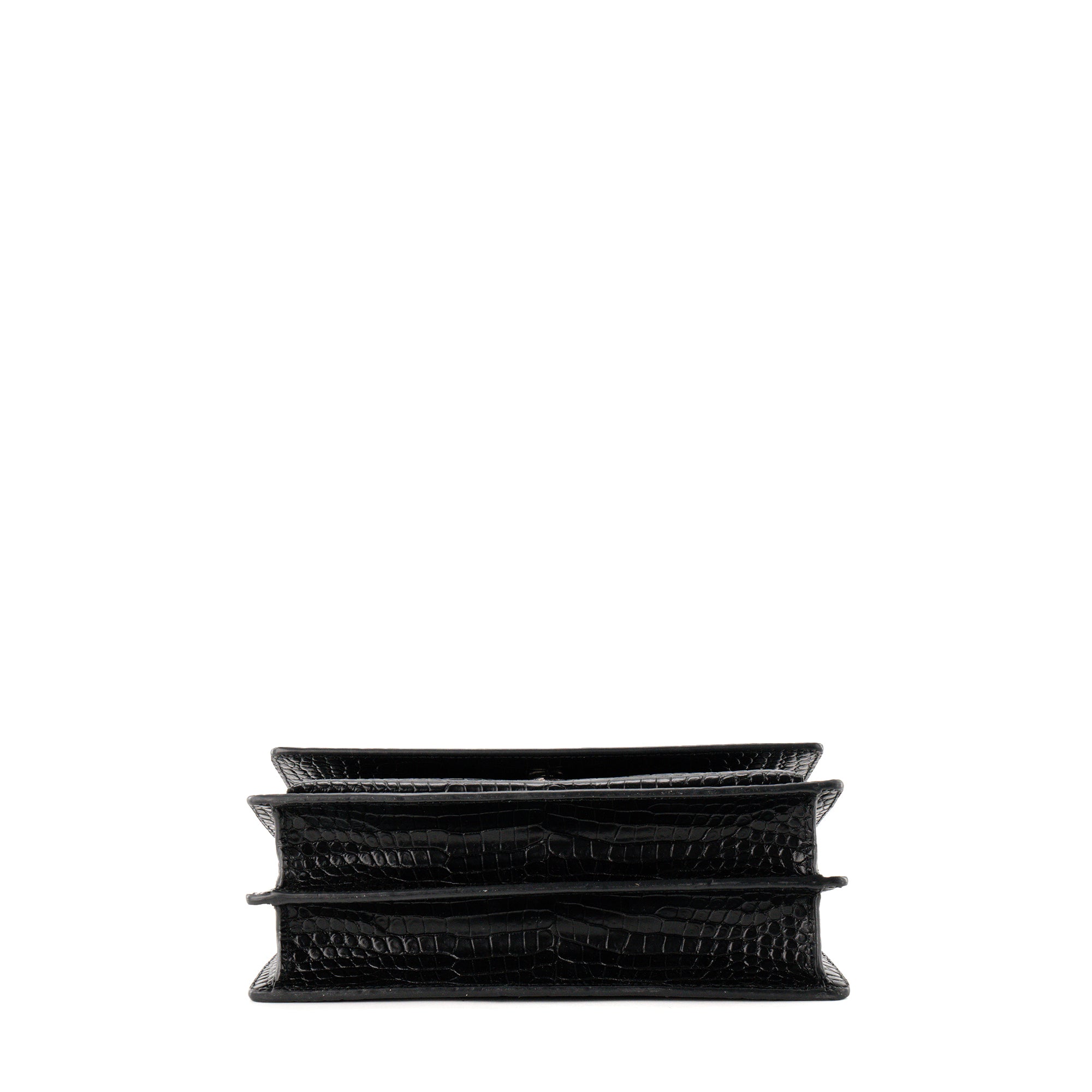 SAINT LAURENT - Sac à bandoulière Sunset Saint Laurent en cuir embossé croco full black