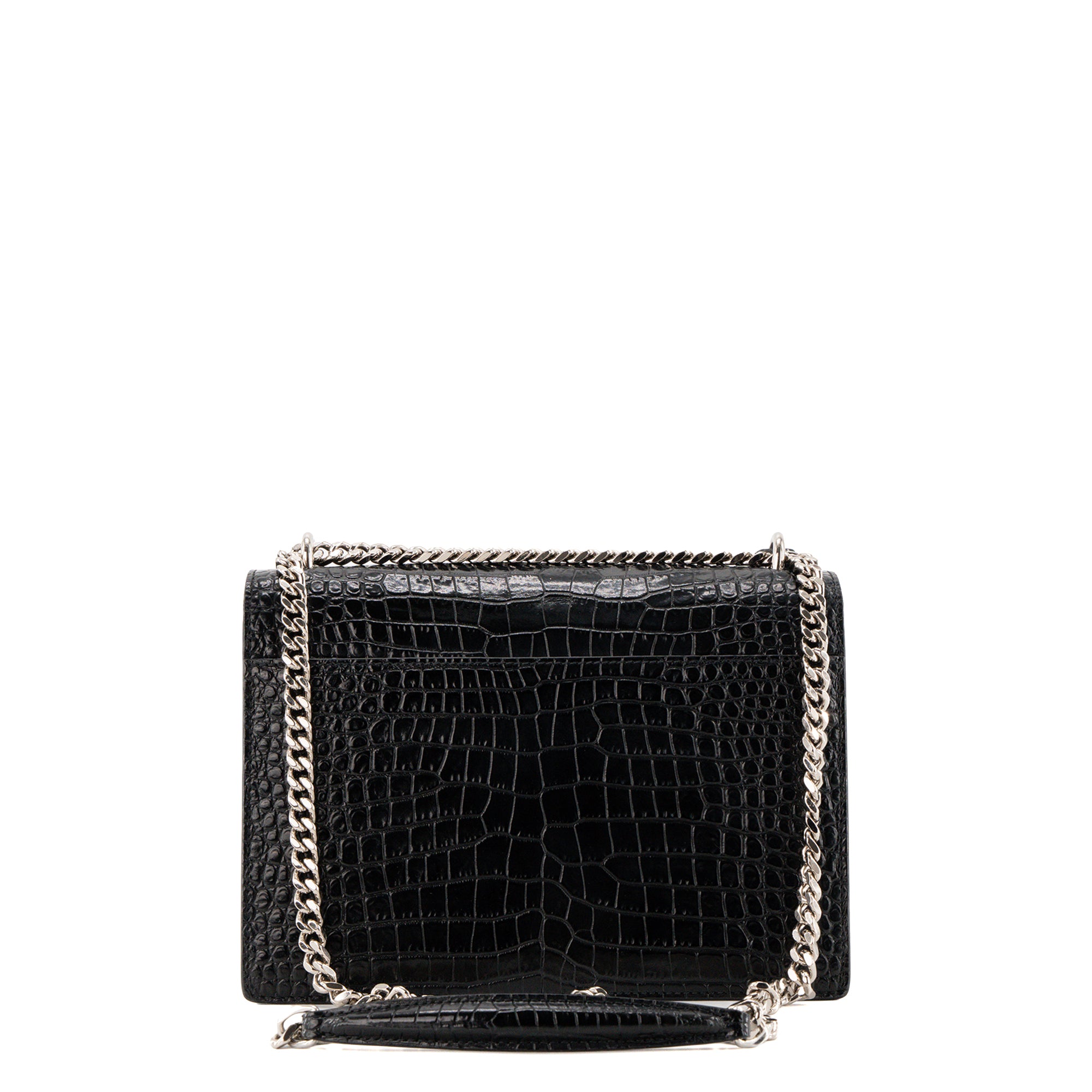 SAINT LAURENT - Sac à bandoulière Sunset Saint Laurent en cuir embossé croco noir