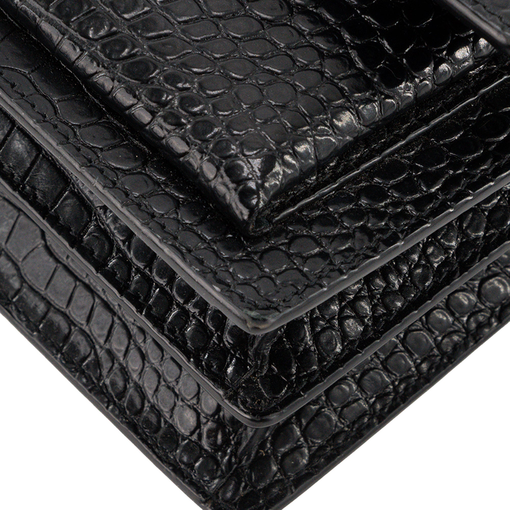 SAINT LAURENT - Sac à bandoulière Sunset Saint Laurent en cuir embossé croco noir