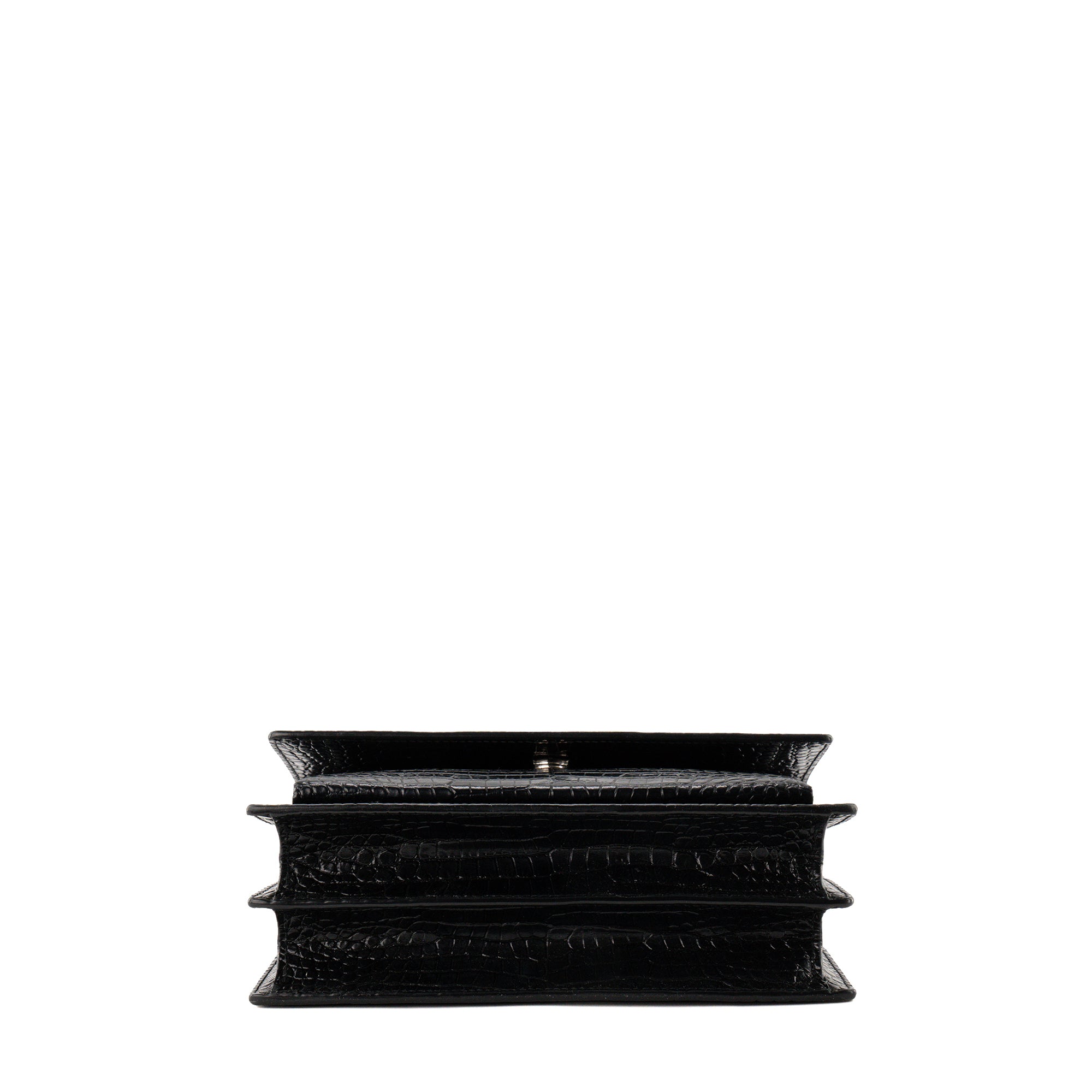 SAINT LAURENT - Sac à bandoulière Sunset Saint Laurent en cuir embossé croco noir