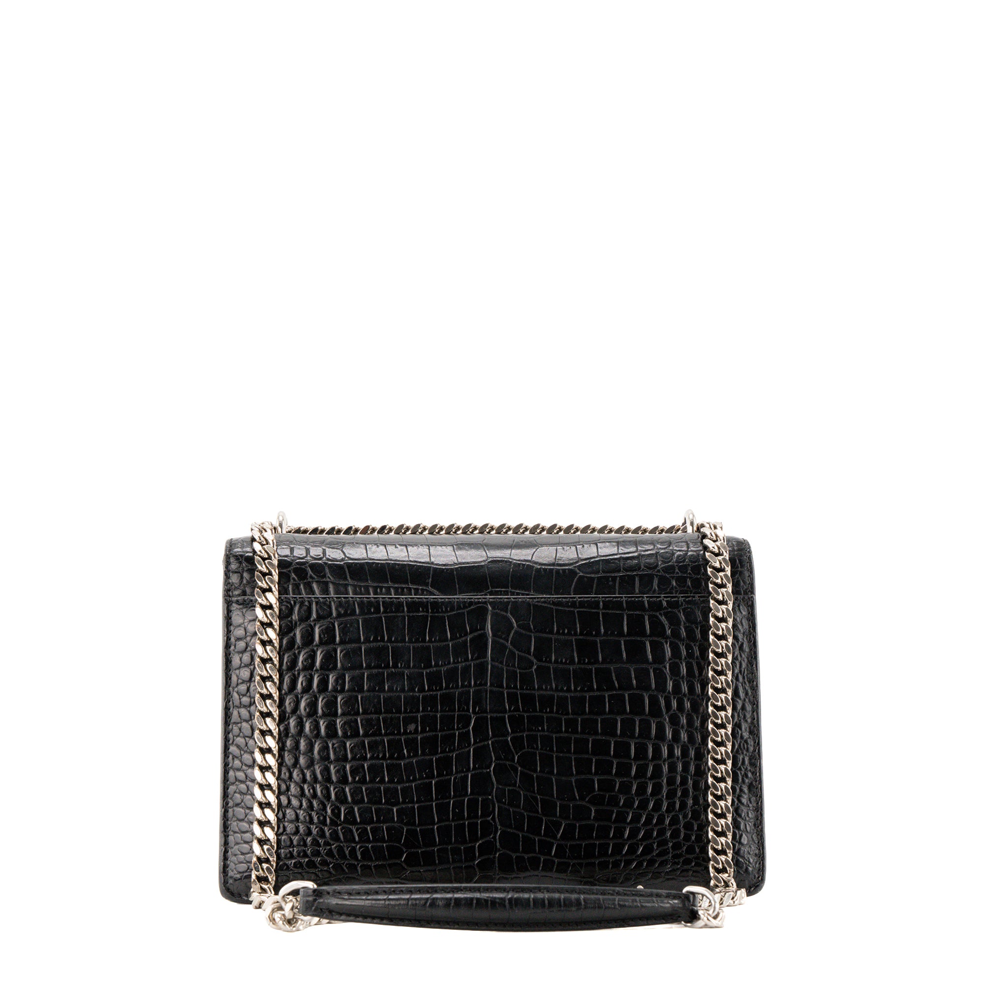 SAINT LAURENT - Sac à bandoulière Sunset Saint Laurent en cuir embossé croco noir